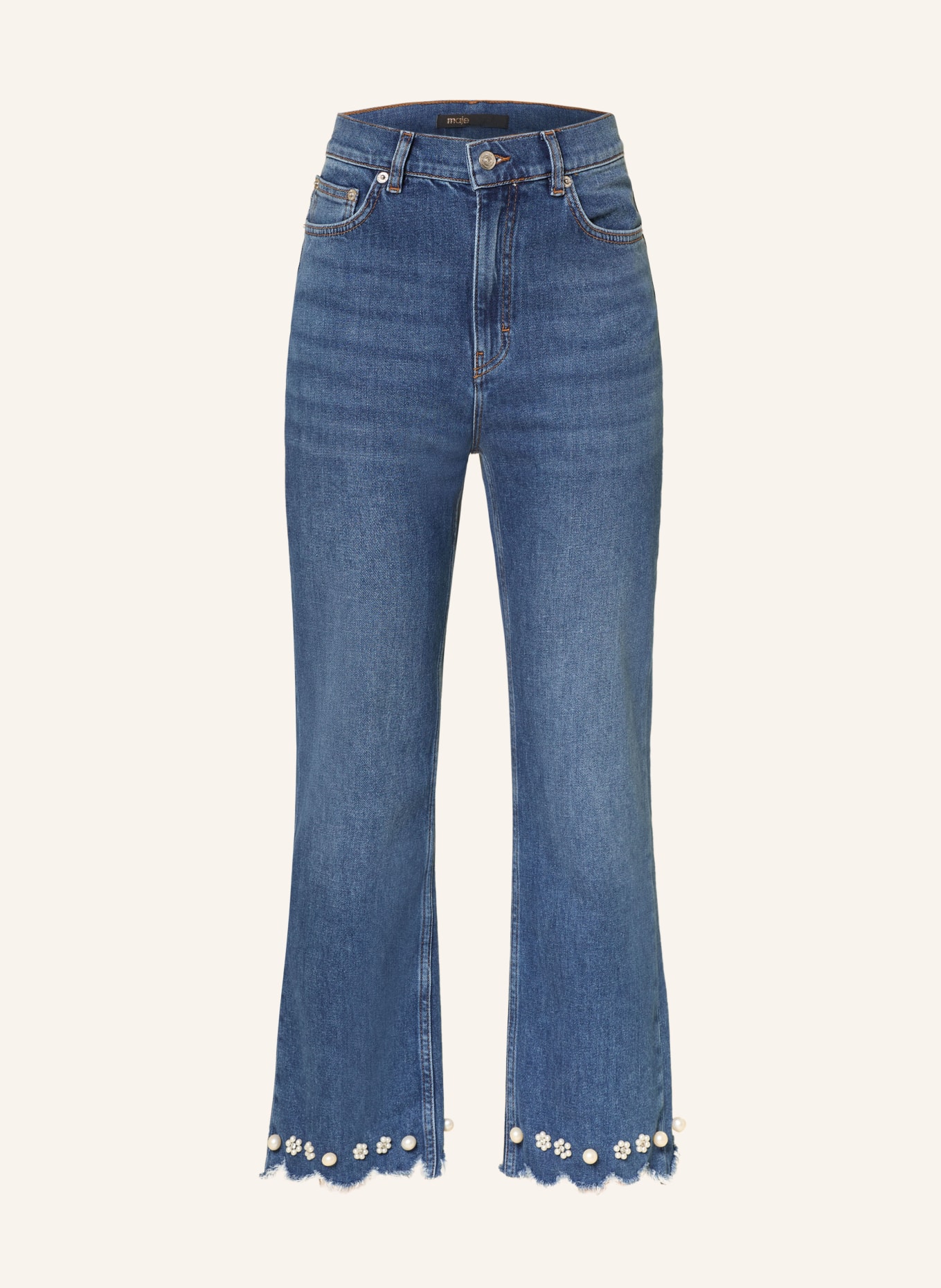 maje Straight Jeans mit Schmuckperlen und Schmucksteinen: 0201 BLUE