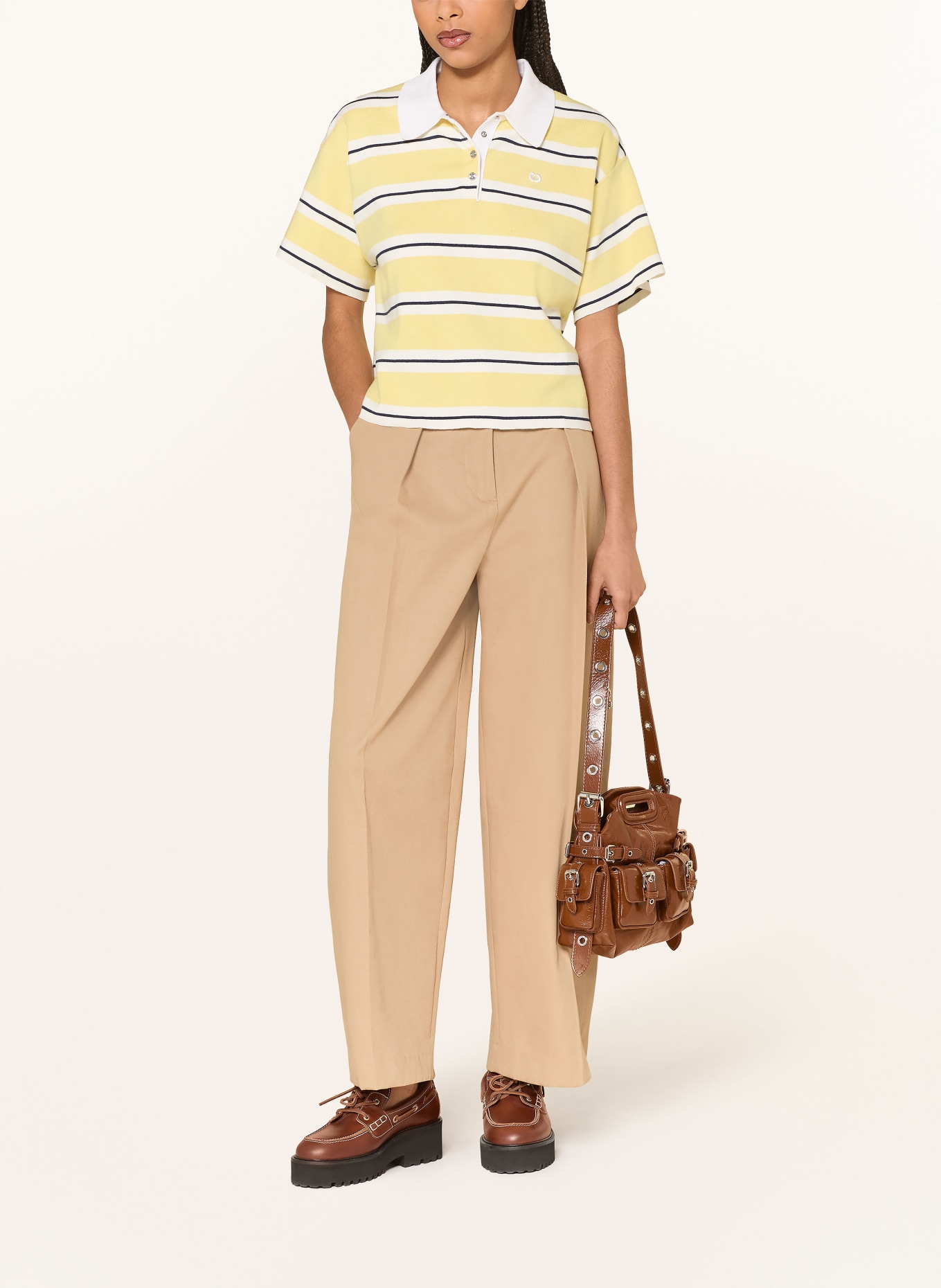 maje Strick-Poloshirt: HELLGELB / WEISS / SCHWARZ