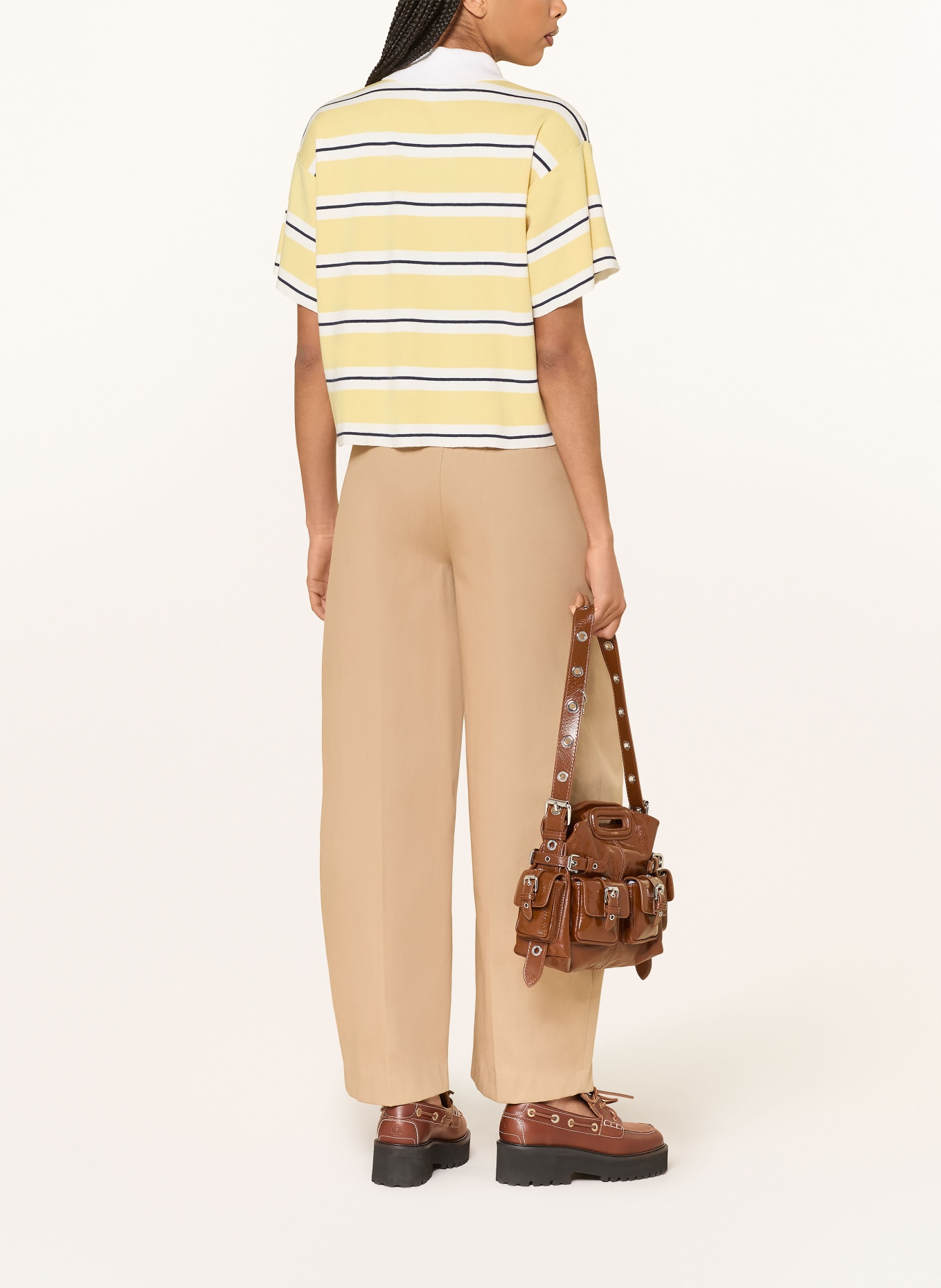 maje Strick-Poloshirt: HELLGELB / WEISS / SCHWARZ