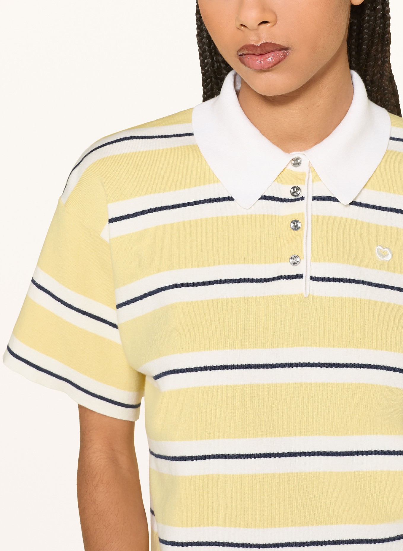 maje Strick-Poloshirt: HELLGELB / WEISS / SCHWARZ