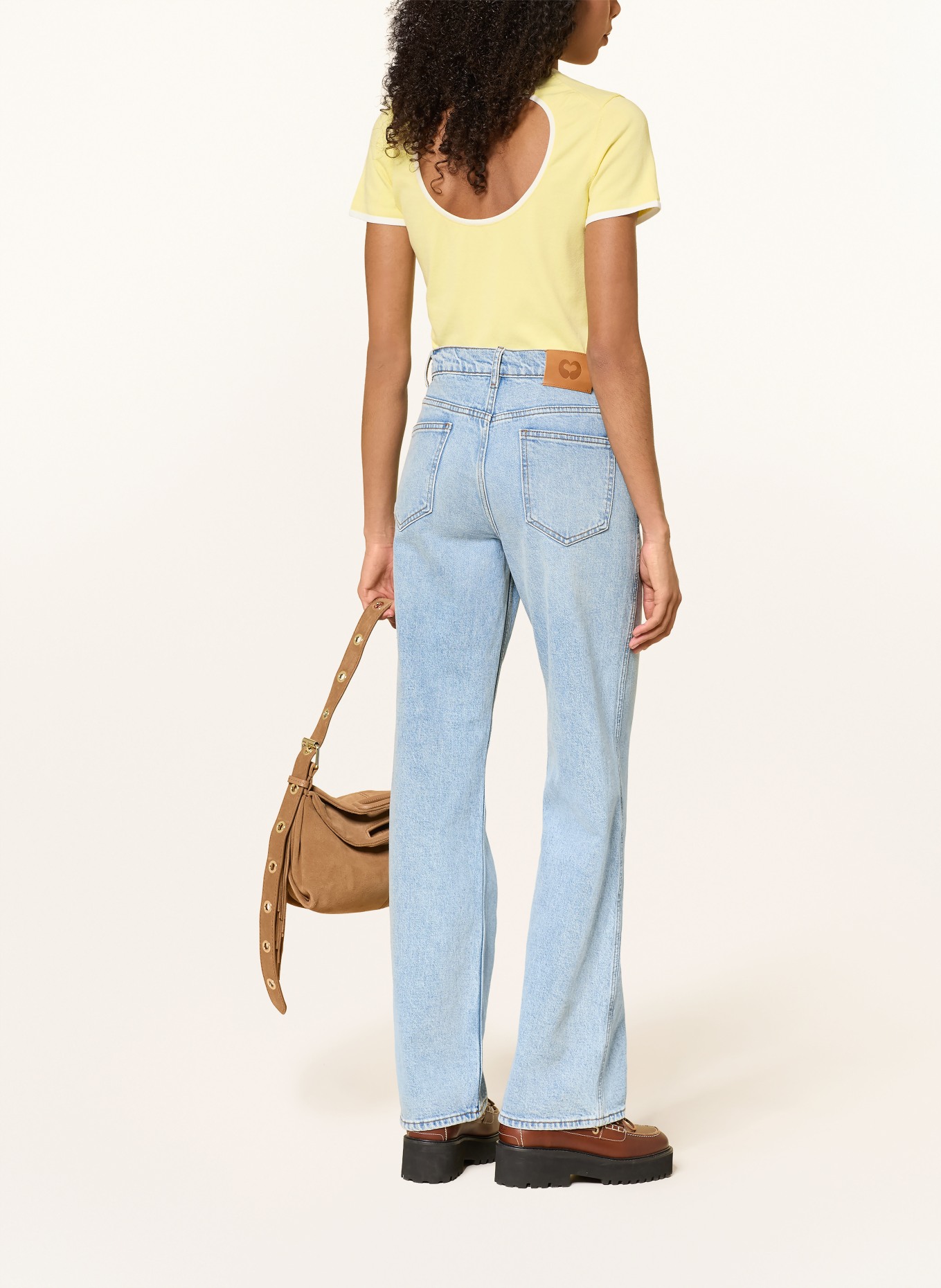 maje Strickshirt: HELLGELB / WEISS