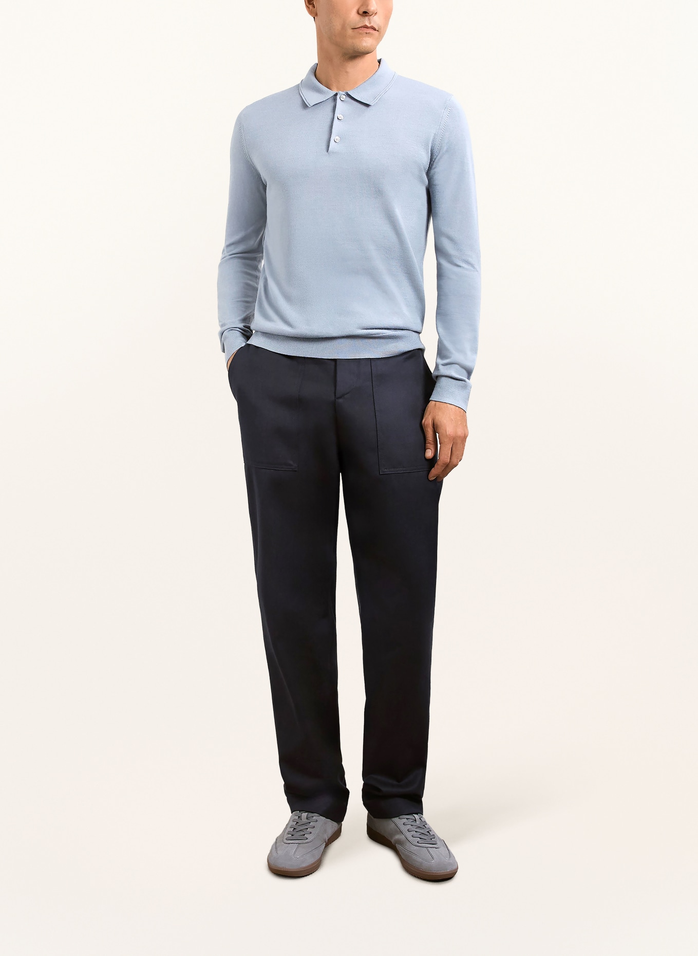 REISS Strick-Poloshirt TRAFFORD: HELLBLAU