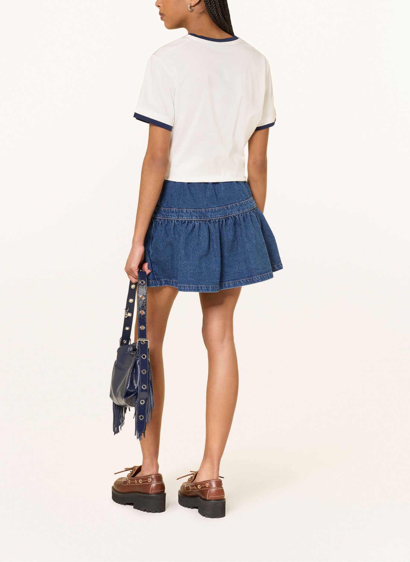 maje T-Shirt: WEISS / DUNKELBLAU