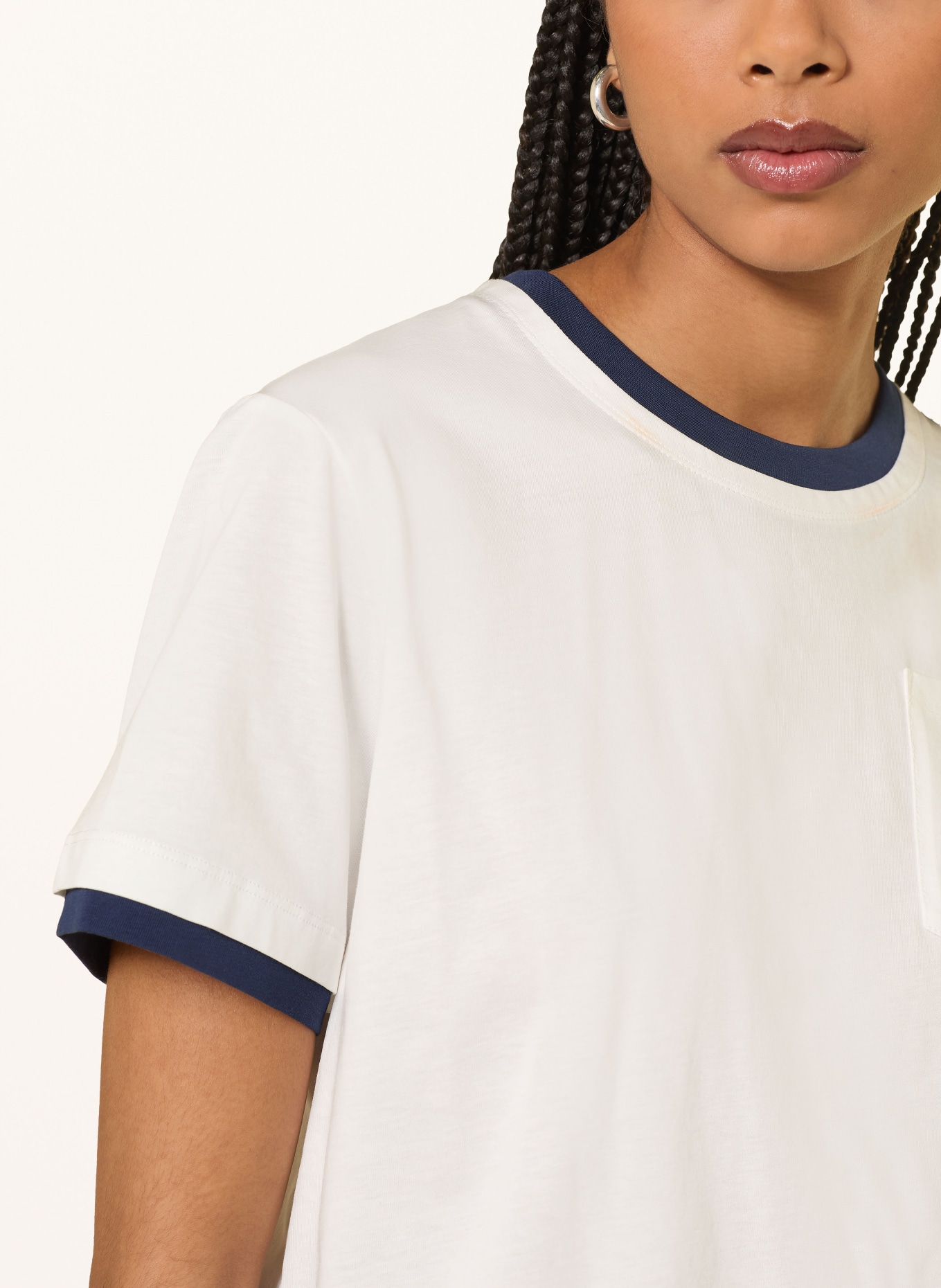 maje T-Shirt: WEISS / DUNKELBLAU