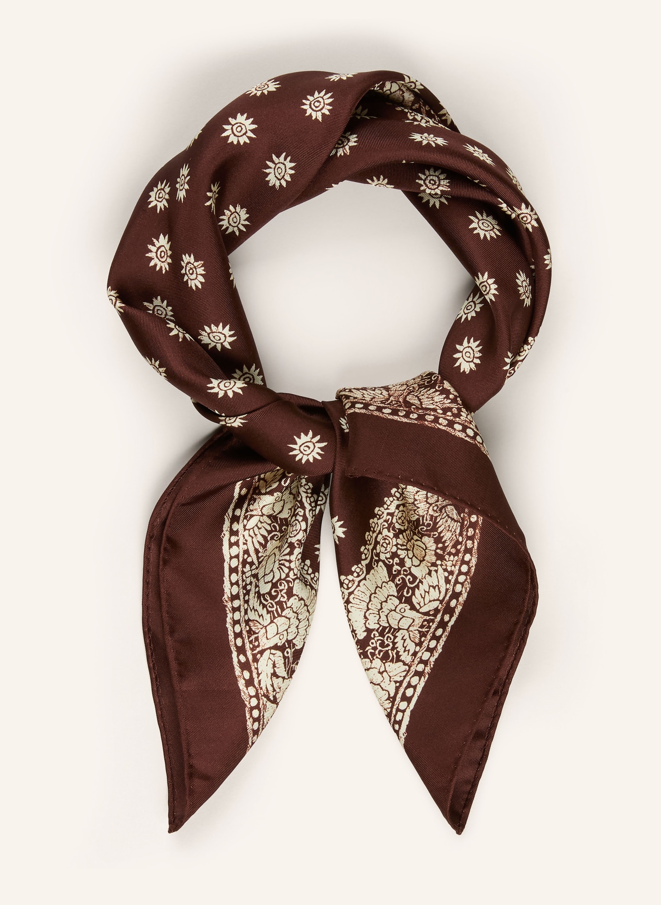 CLAUDIE PIERLOT Seidentuch: BRAUN / CREME