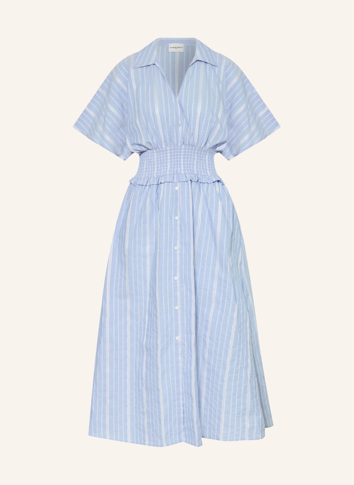 CLAUDIE PIERLOT Sukienka z falbanami: JASNONIEBIESKI / BIAŁY