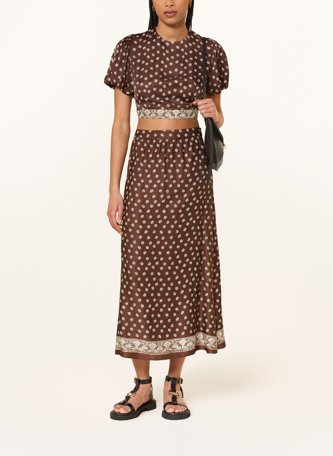 CLAUDIE PIERLOT satynowa spódnica: BRĄZOWY / BEŻOWY