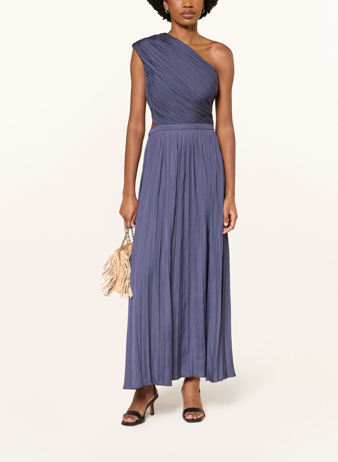 maje Kleid mit Cut-out und Plissees: DUNKELBLAU