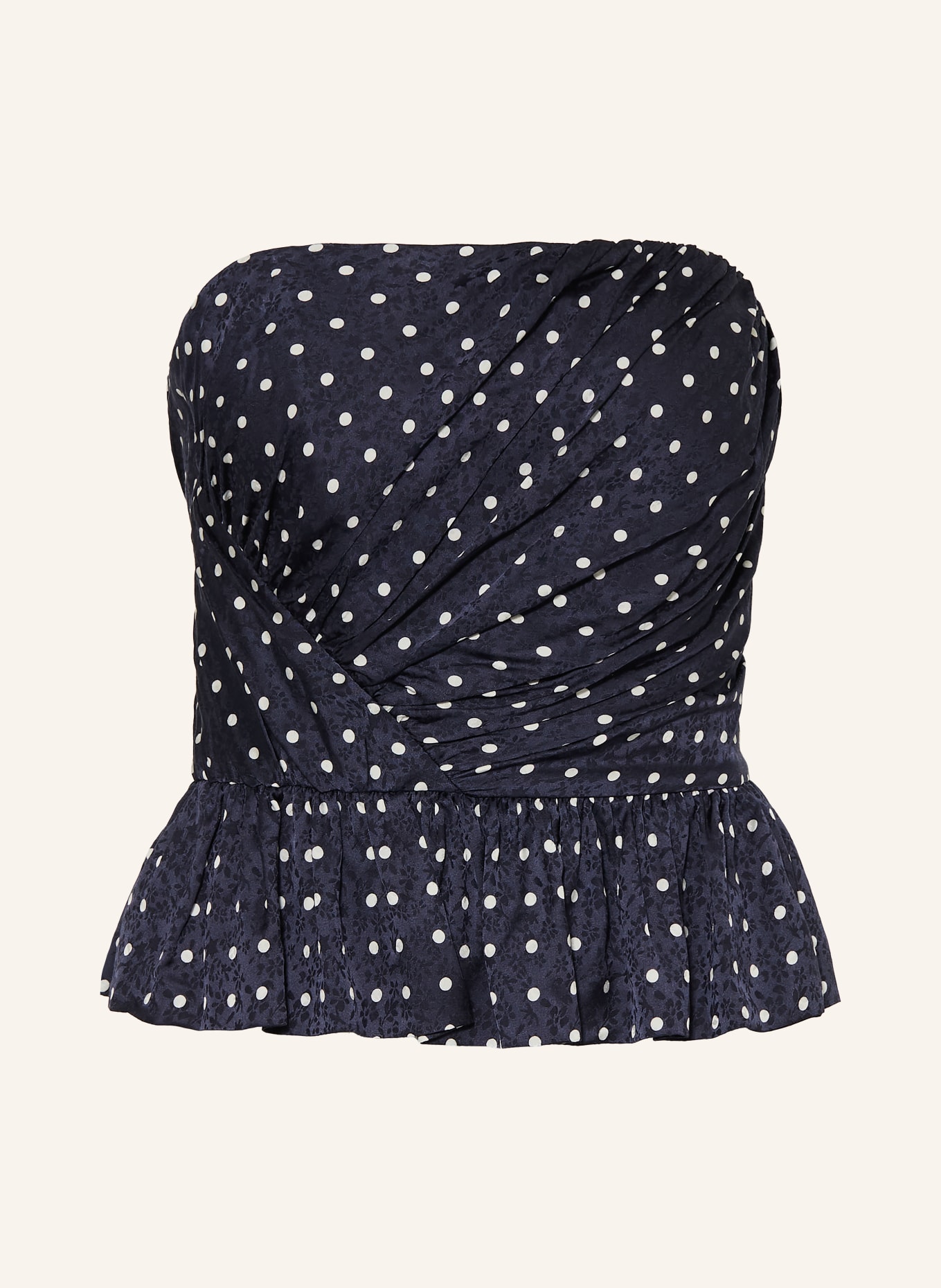 maje Off-Shoulder-Blusentop aus Satin: DUNKELBLAU / WEISS