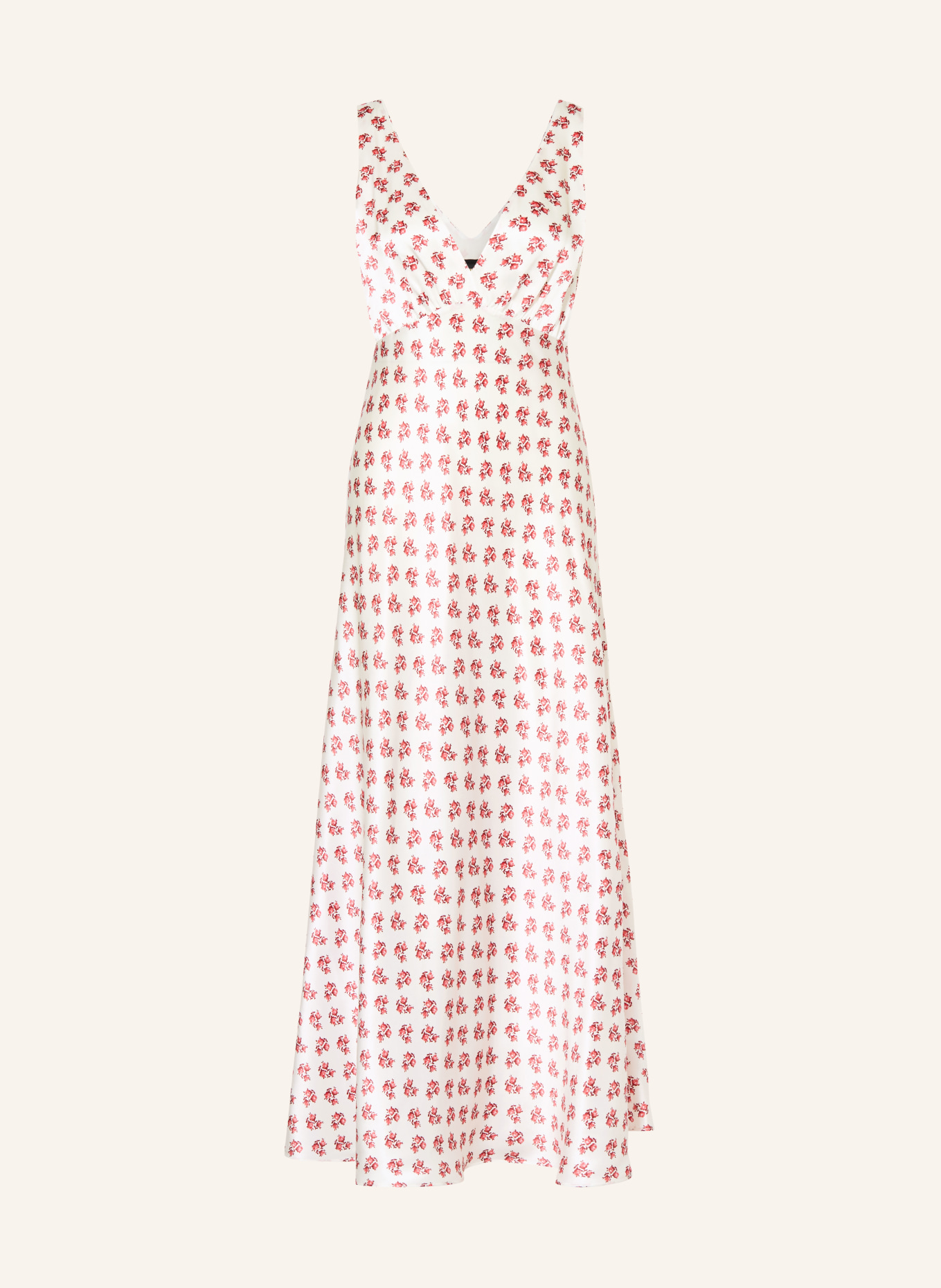 maje Satinkleid aus Seide: WEISS / ROT