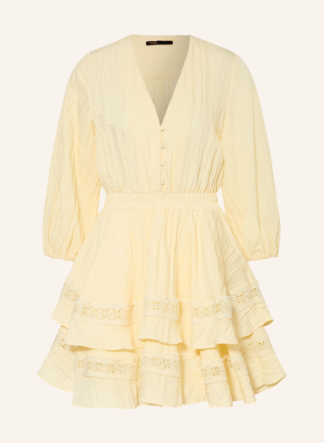 maje Kleid mit 3/4-Arm und Spitze: GELB