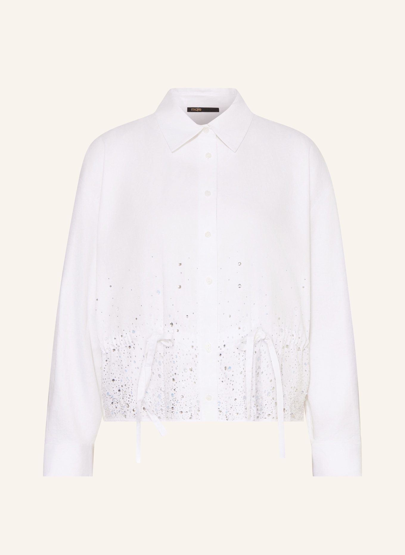 maje Hemdbluse mit Schmucksteinen: WEISS