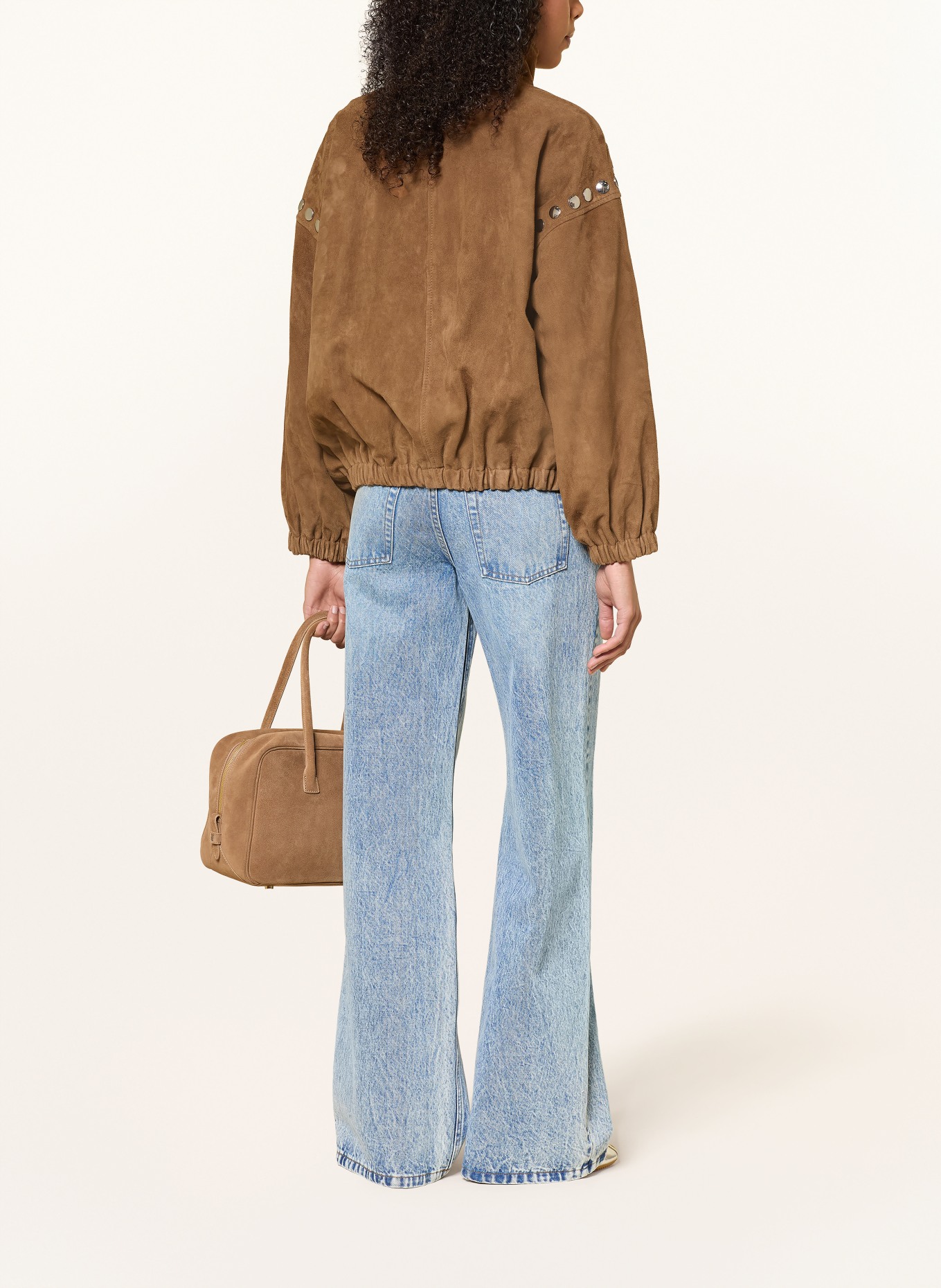 SANDRO Lederblouson mit Nieten: BRAUN