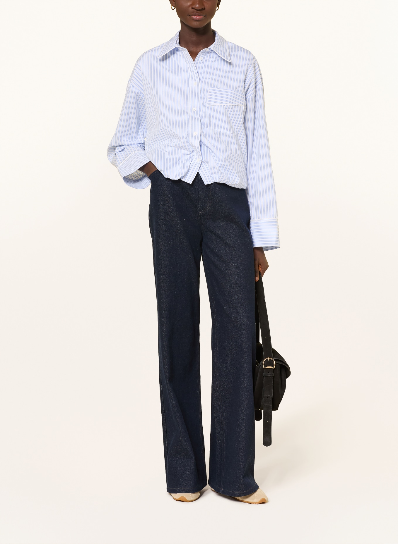 SANDRO Hemdbluse: HELLBLAU / WEISS