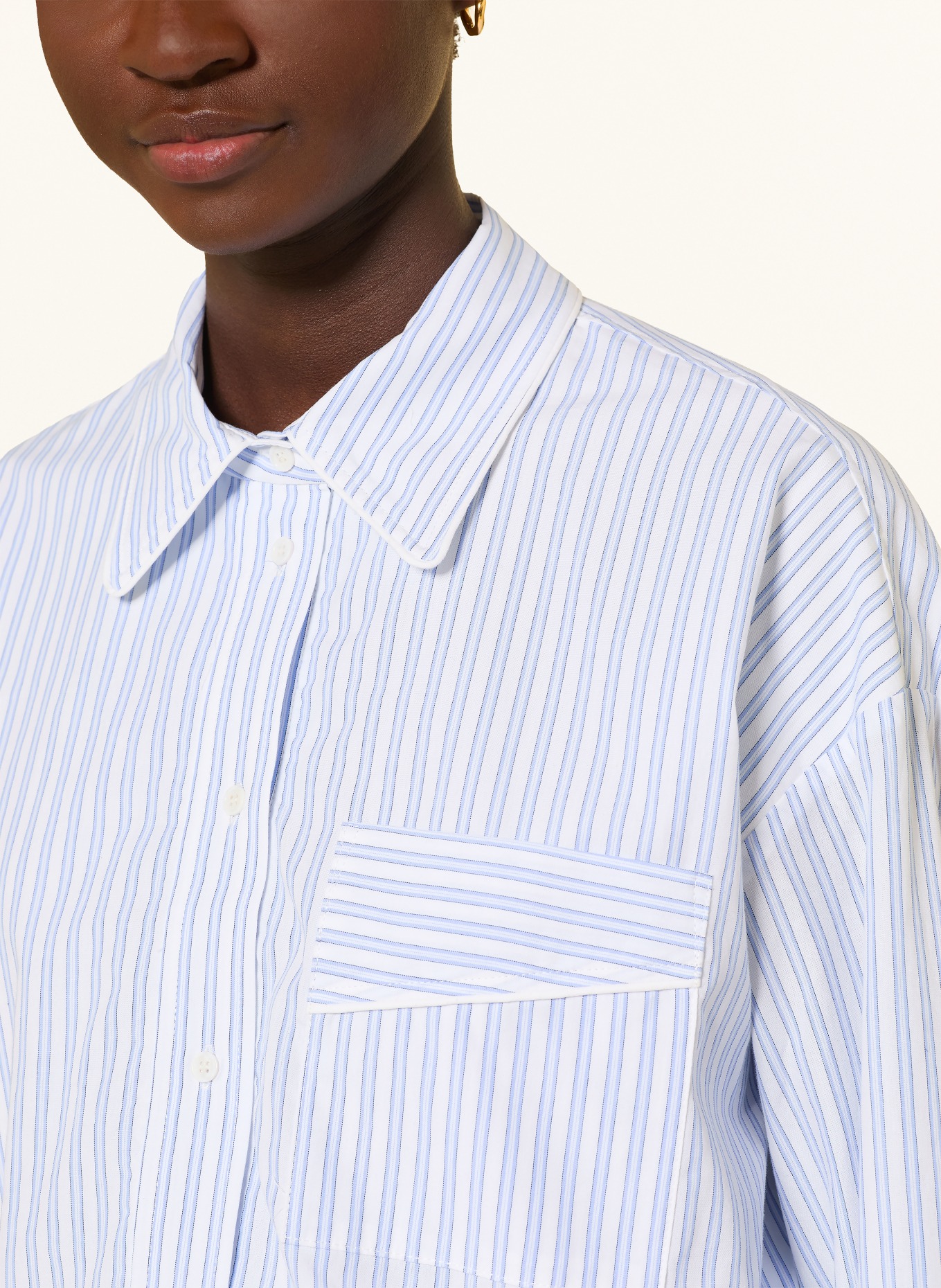 SANDRO Hemdbluse: HELLBLAU / WEISS