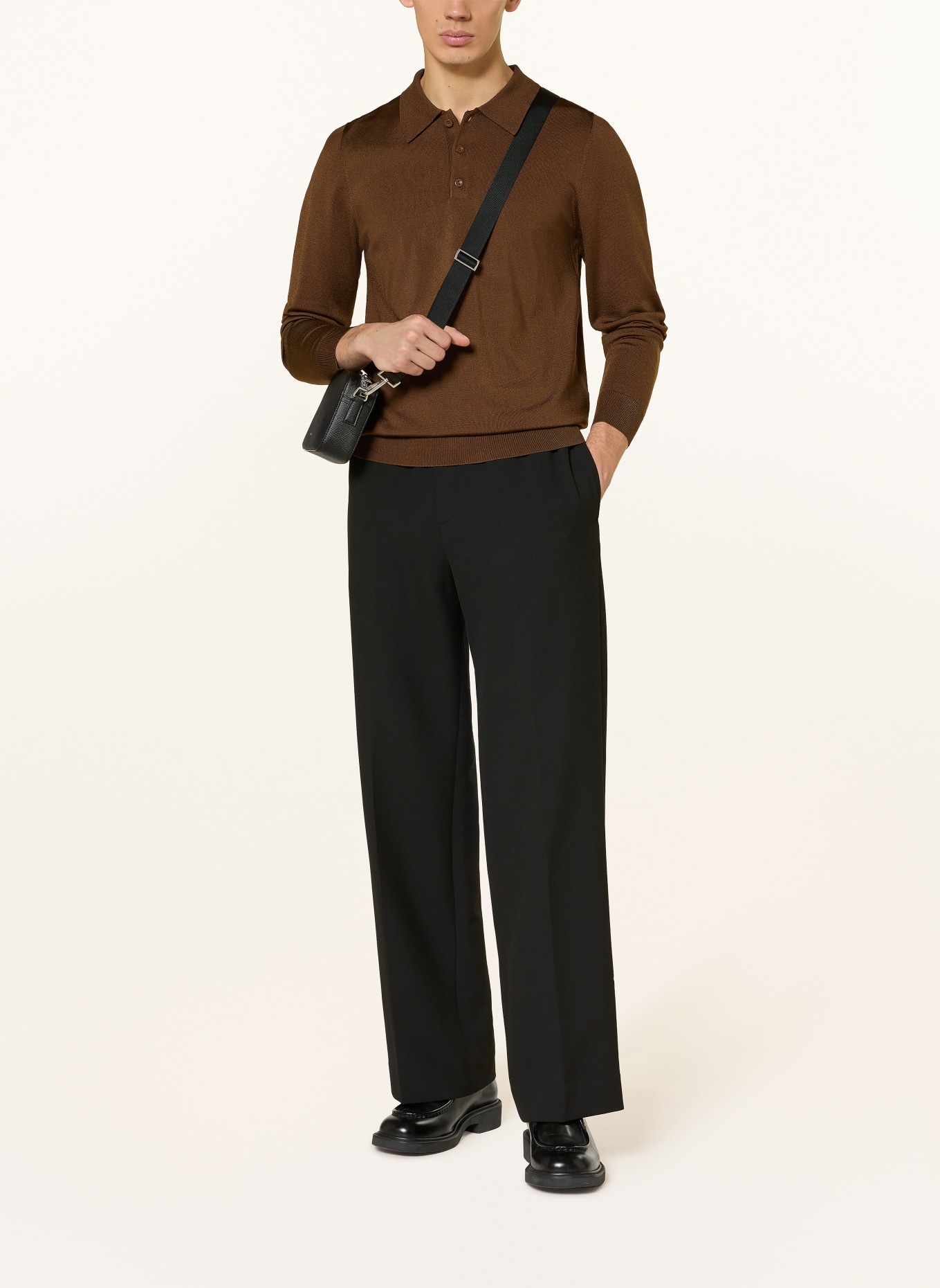 SANDRO Strick-Poloshirt: BRAUN