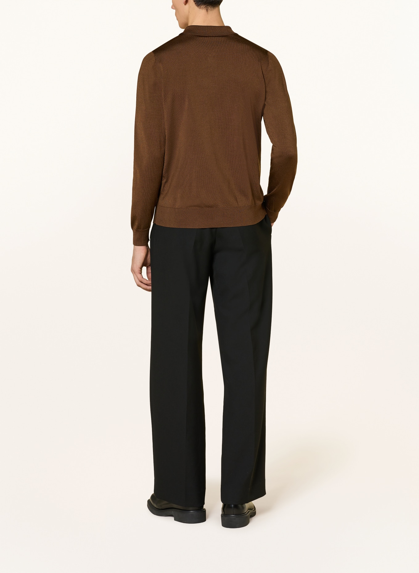 SANDRO Strick-Poloshirt: BRAUN