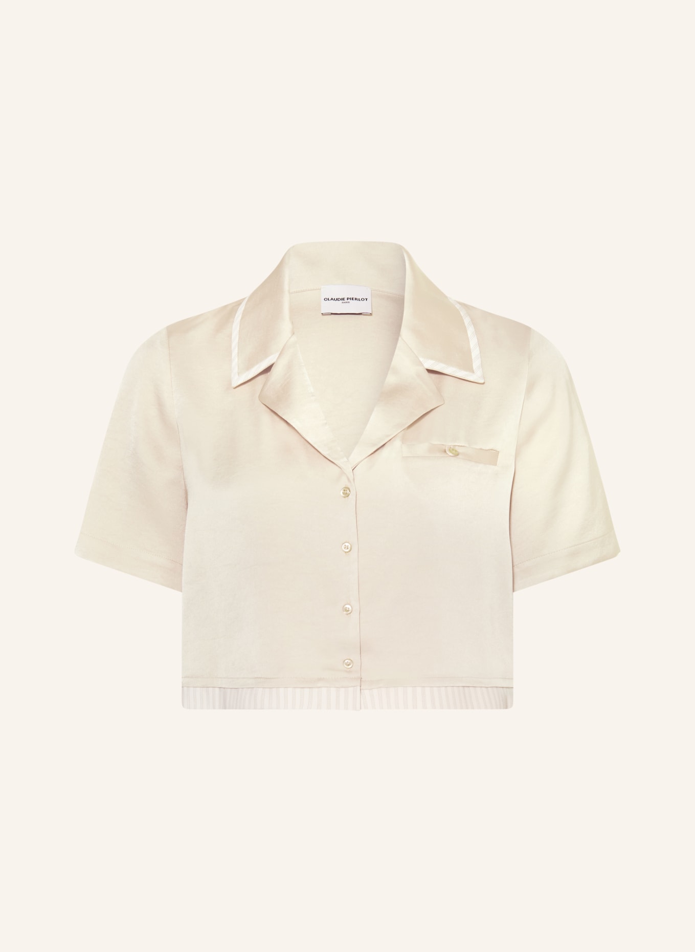 CLAUDIE PIERLOT Cropped-Bluse aus Satin: CREME