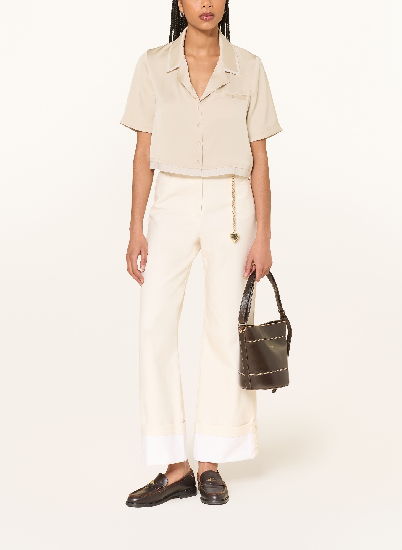 CLAUDIE PIERLOT Cropped-Bluse aus Satin: CREME