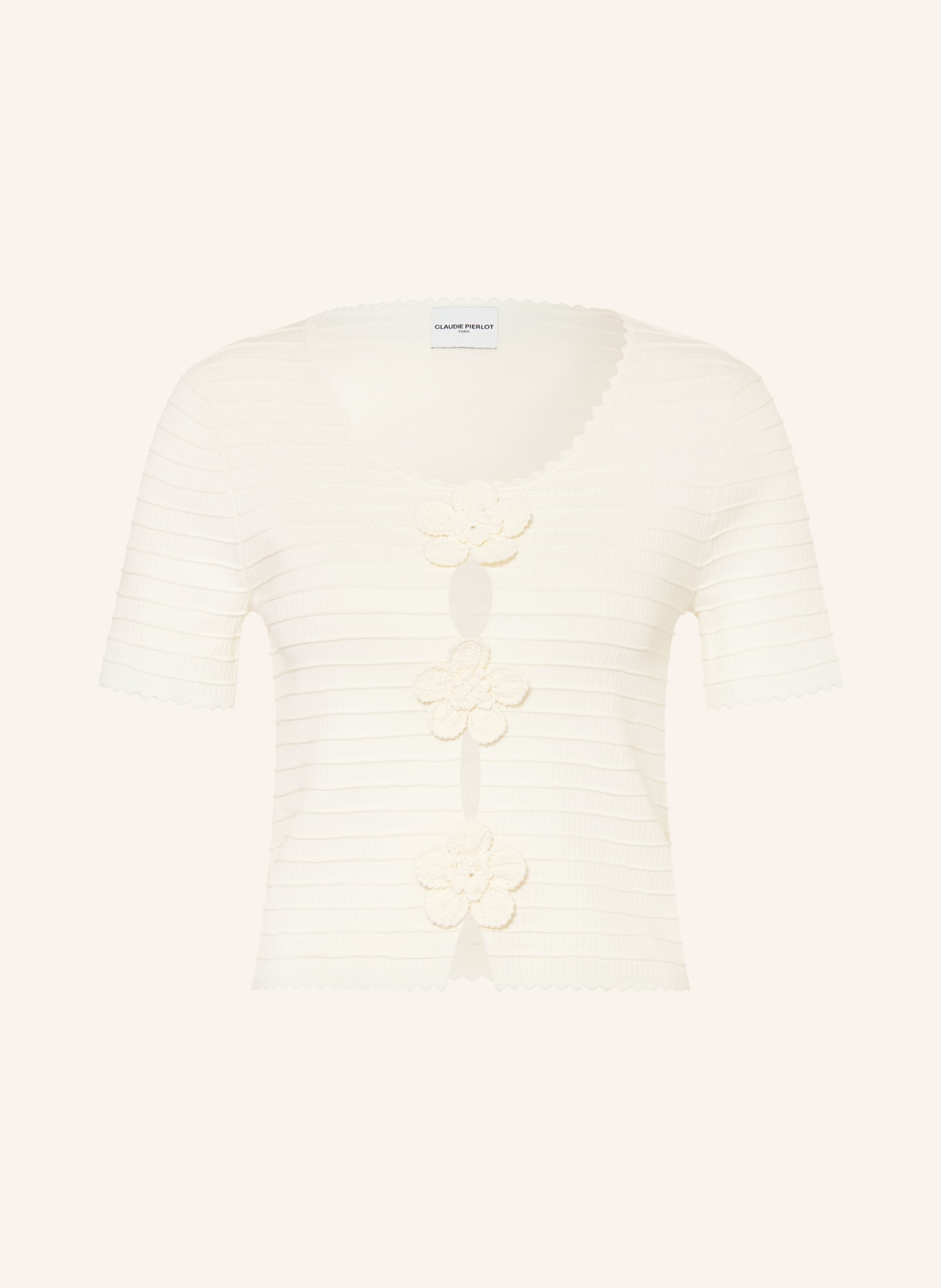 CLAUDIE PIERLOT Strickshirt mit Cut-outs: ECRU