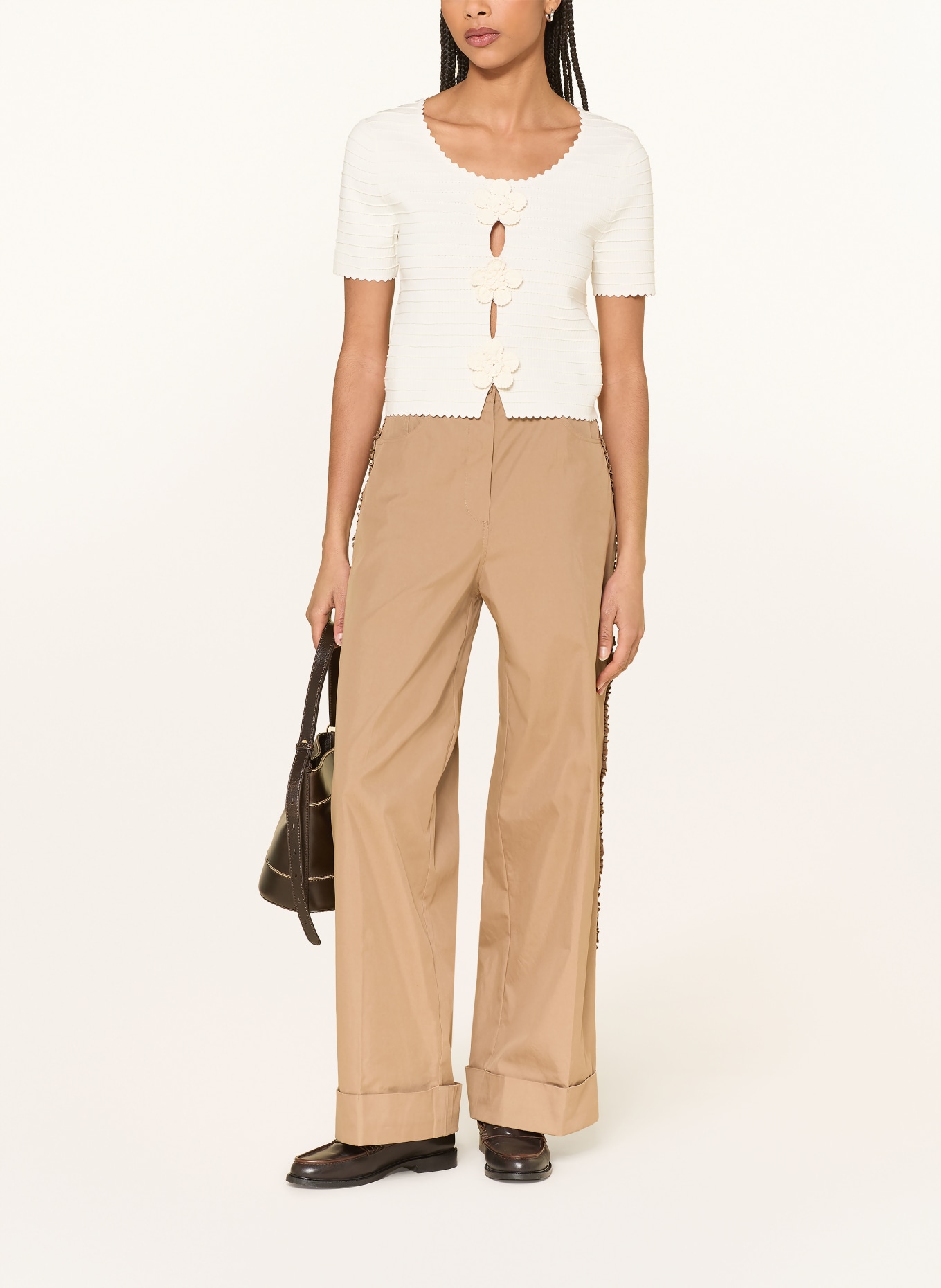 CLAUDIE PIERLOT Strickshirt mit Cut-outs: ECRU