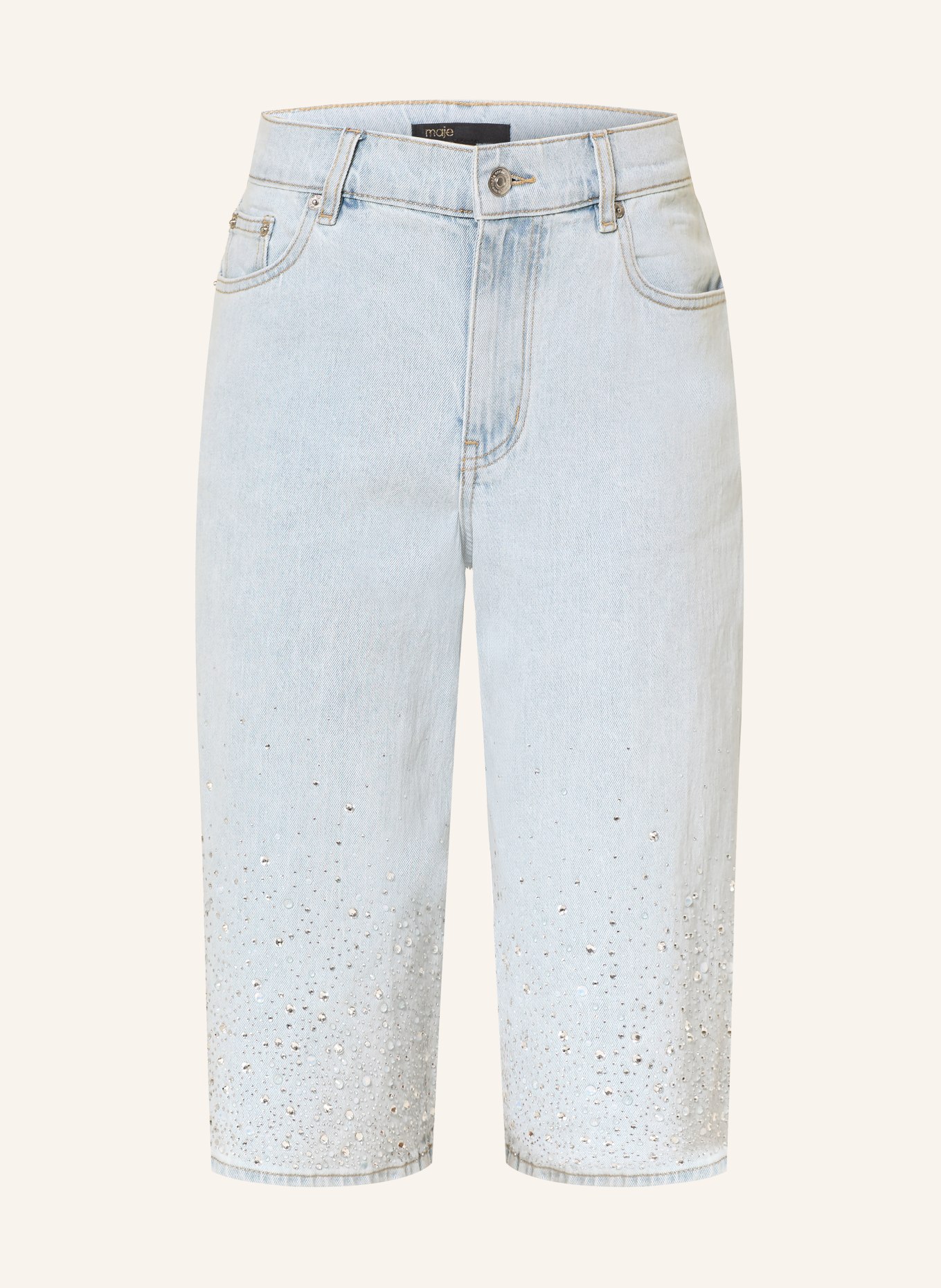 maje Jeans-Bermudas mit Schmucksteinen: HELLBLAU