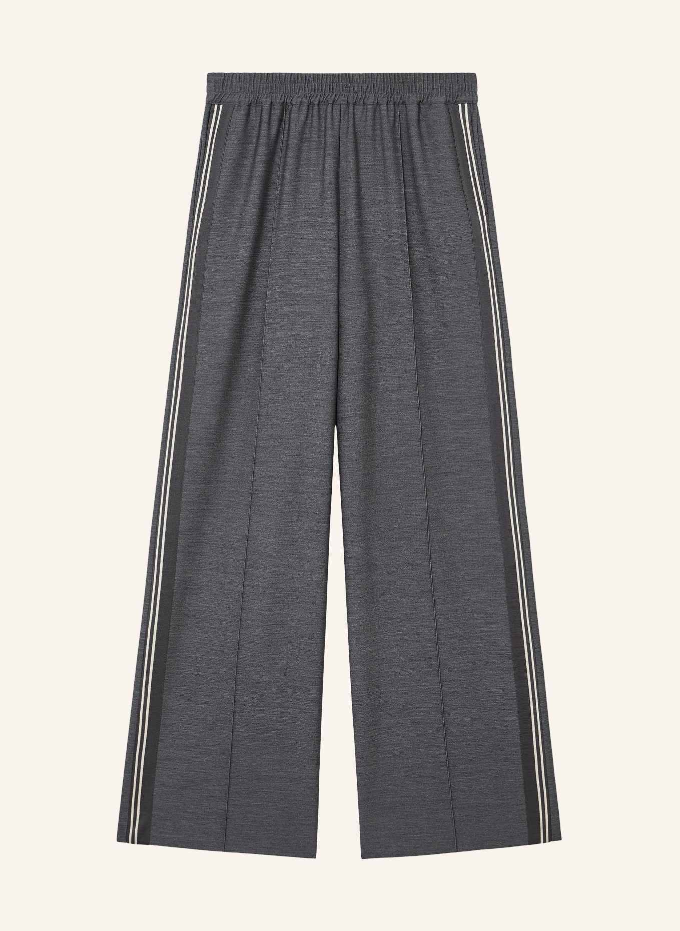 REISS Marlenehose MARLOW mit Galonstreifen: GRAU / WEISS