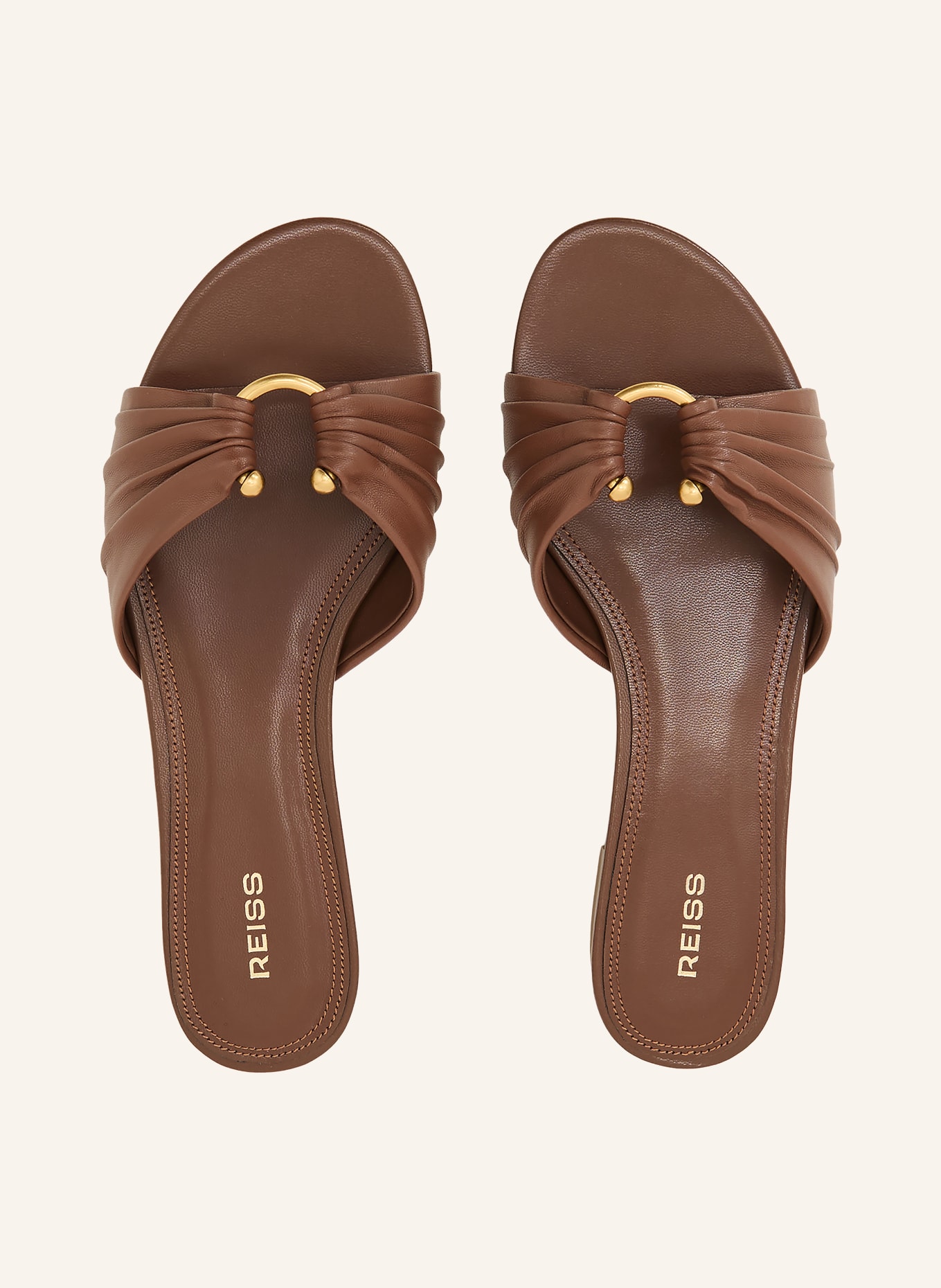 REISS Klapki ALANA: BRĄZOWY / ZŁOTY