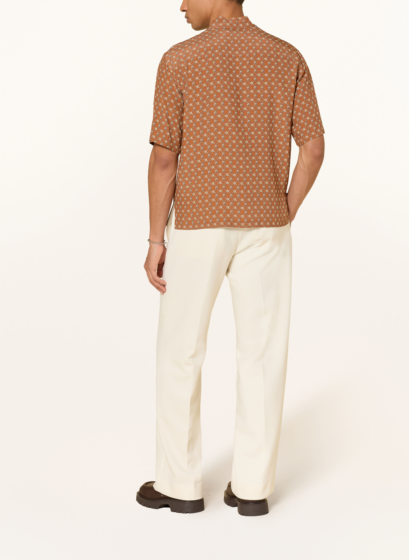 SANDRO Kurzarm-Hemd Regular Fit: COGNAC / BEIGE