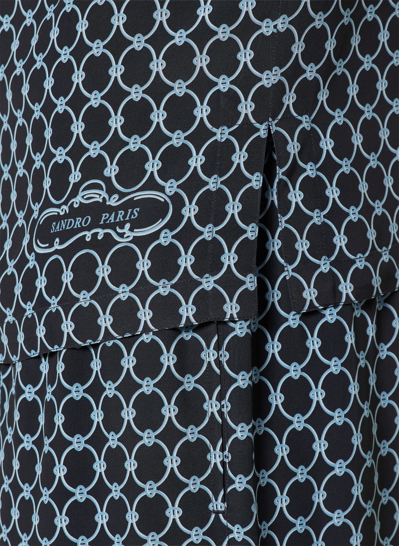 SANDRO Kurzarm-Hemd Regular Fit: DUNKELBLAU / HELLBLAU