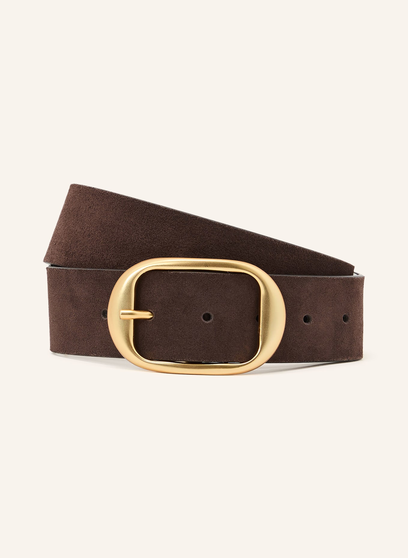 REISS Leren riem ATHENA: MARRON FONCÉ / GOUD