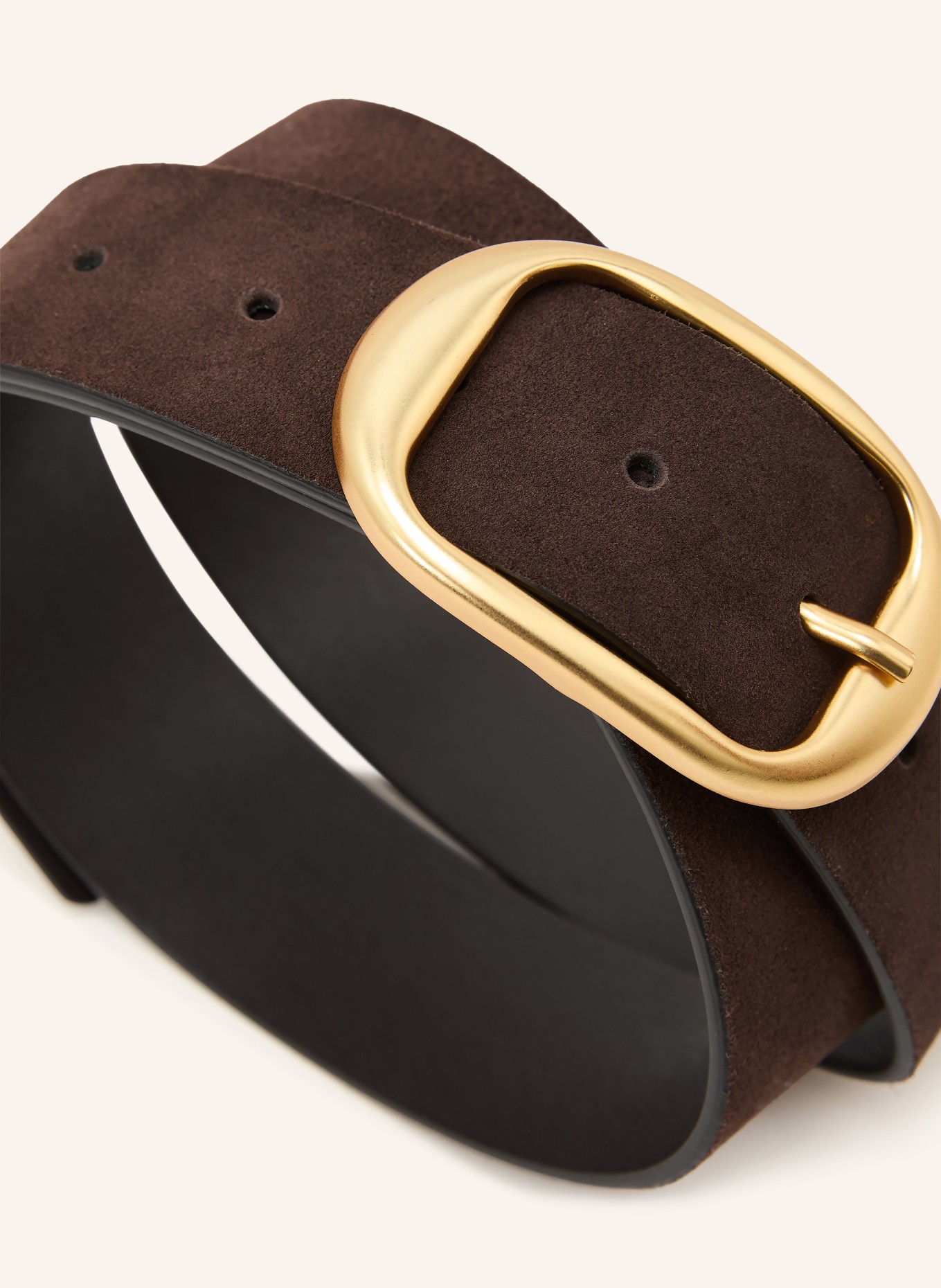 REISS Leren riem ATHENA: MARRON FONCÉ / GOUD