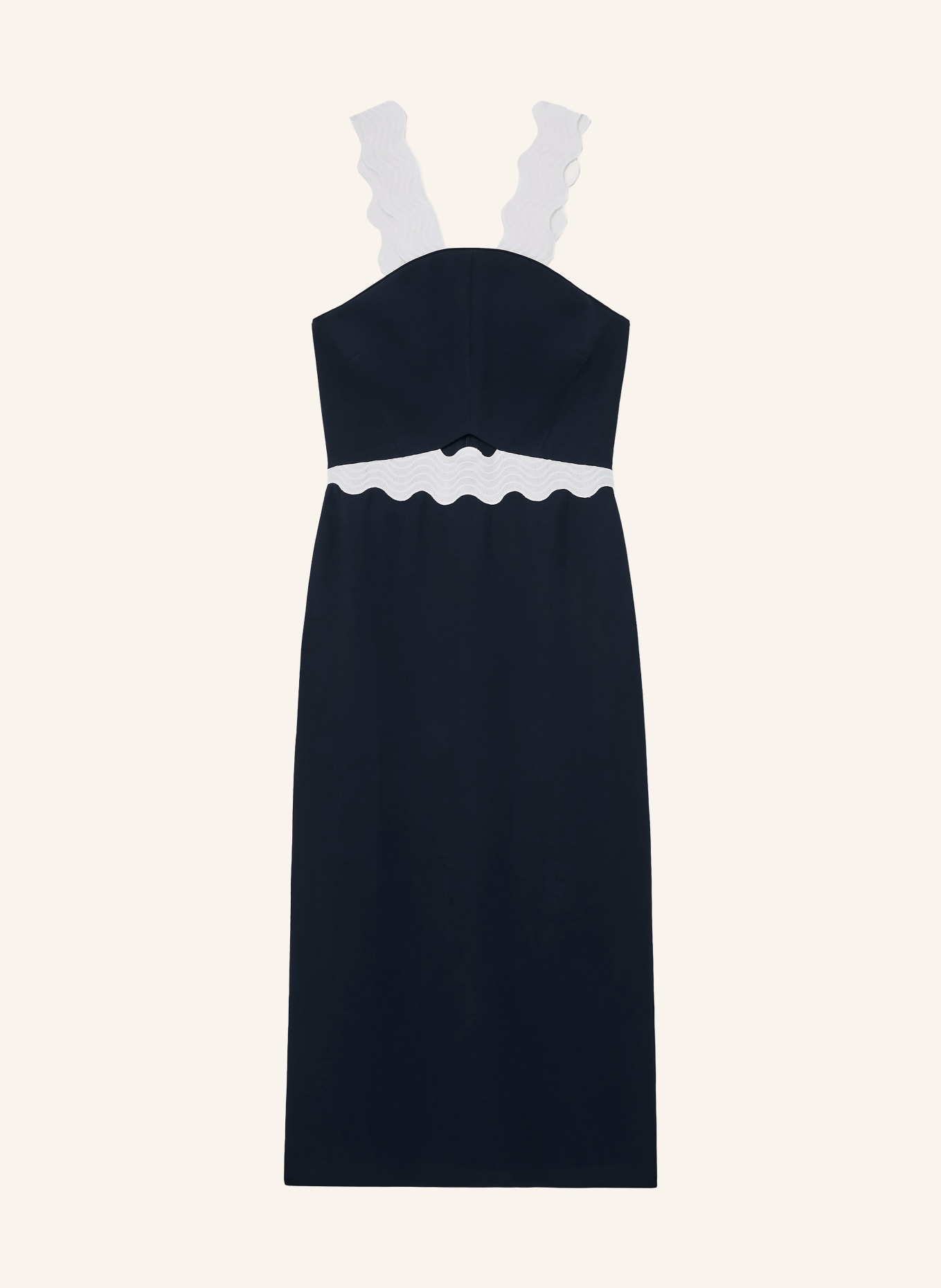 REISS Kleid DILLON mit Cut-out: DUNKELBLAU / WEISS