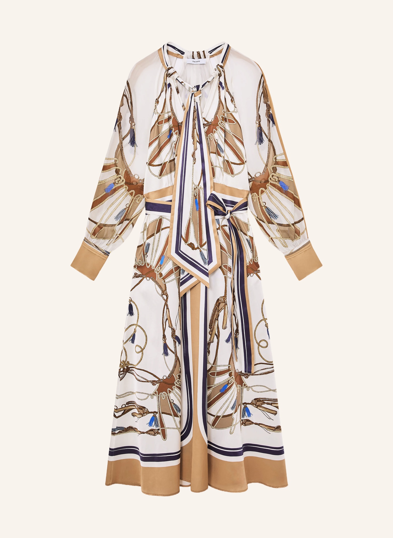 REISS Sukienka kopertowa ELLIE z satyny: BIAŁY / BRĄZOWY / GRANATOWY