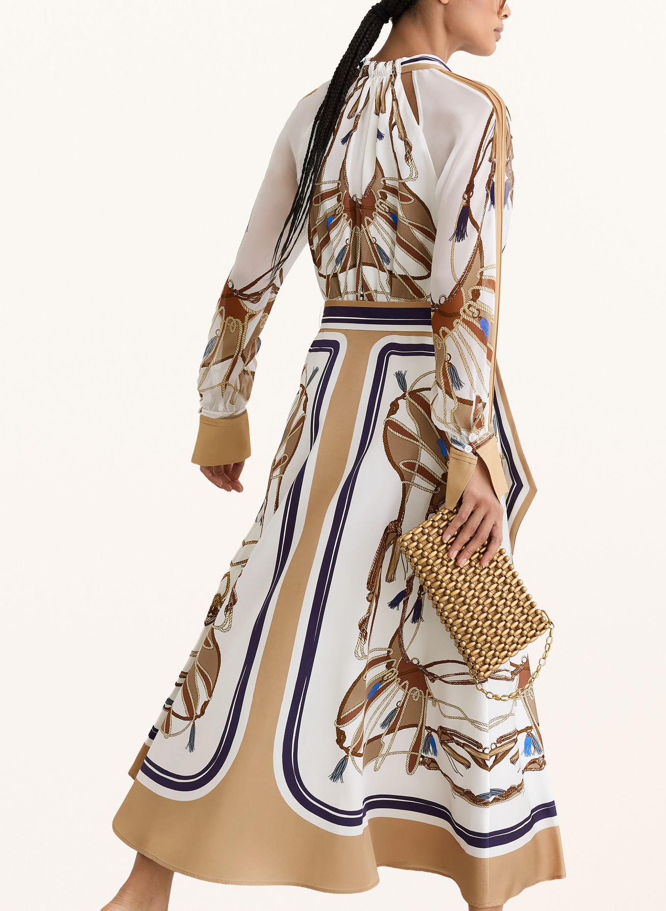 REISS Sukienka kopertowa ELLIE z satyny: BIAŁY / BRĄZOWY / GRANATOWY