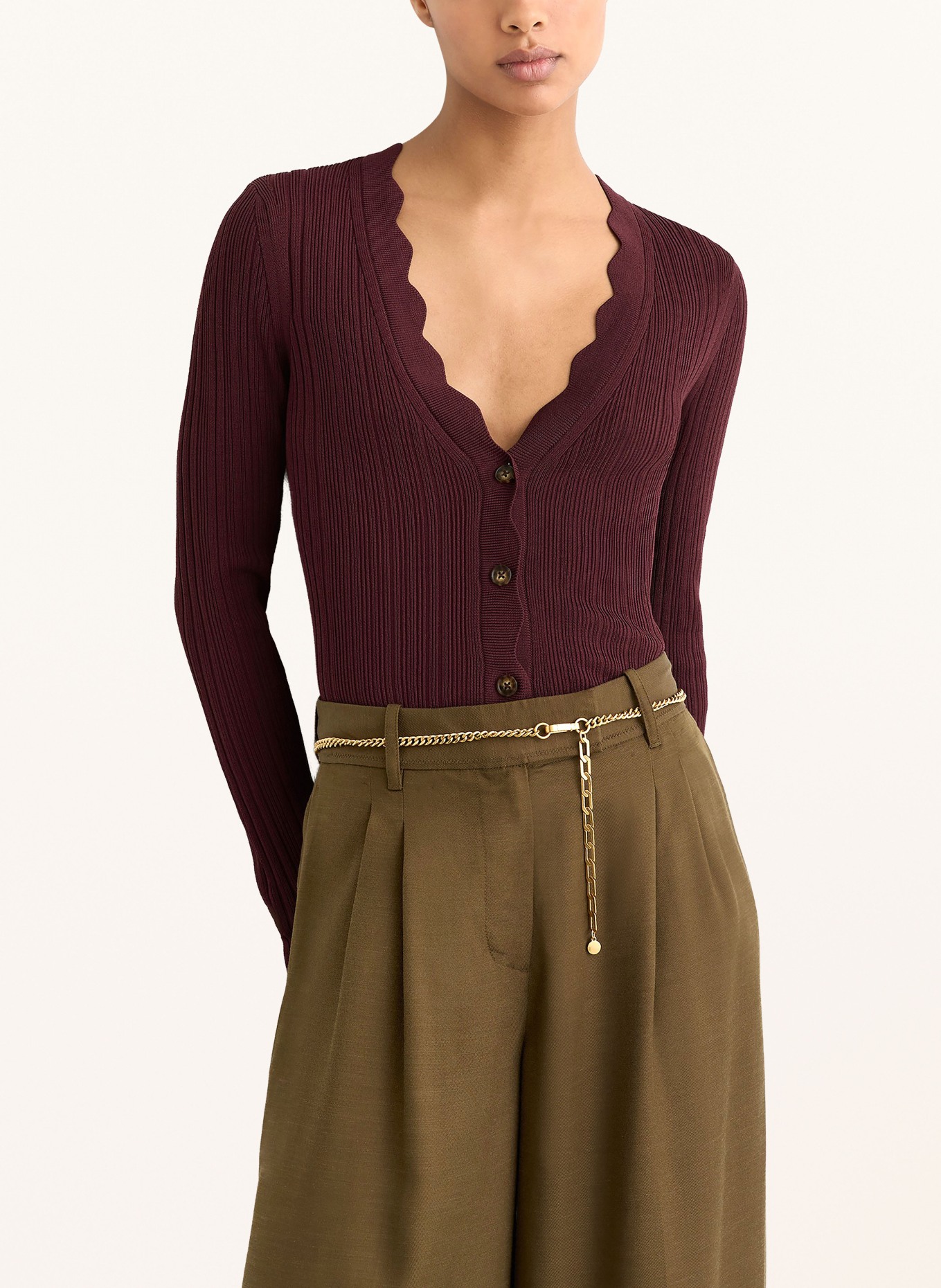 REISS Strickjacke VINNY: DUNKELROT