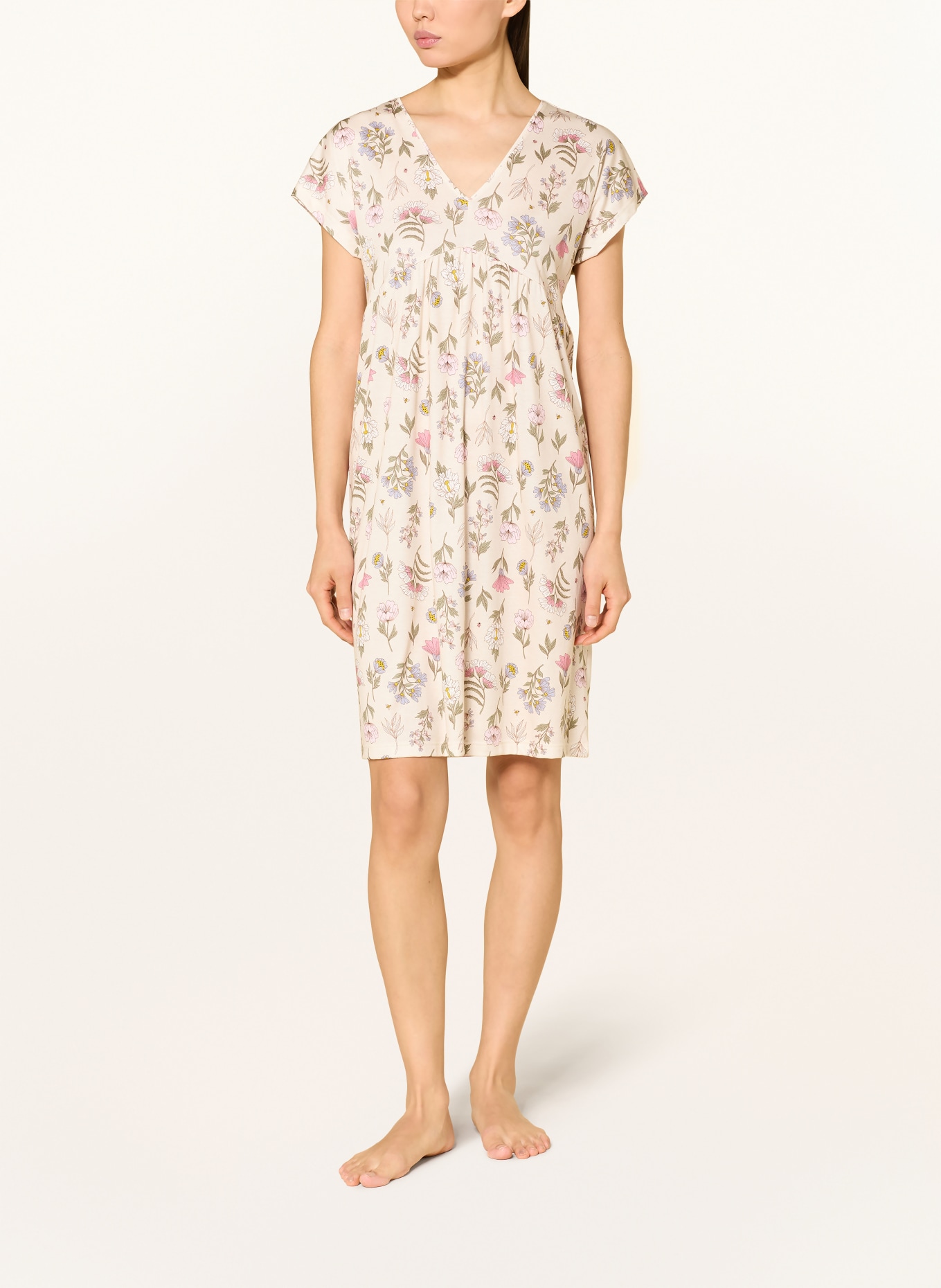 mey Nachthemd Serie BOTANIC GARDEN: BEIGE / ROSA / GRÜN