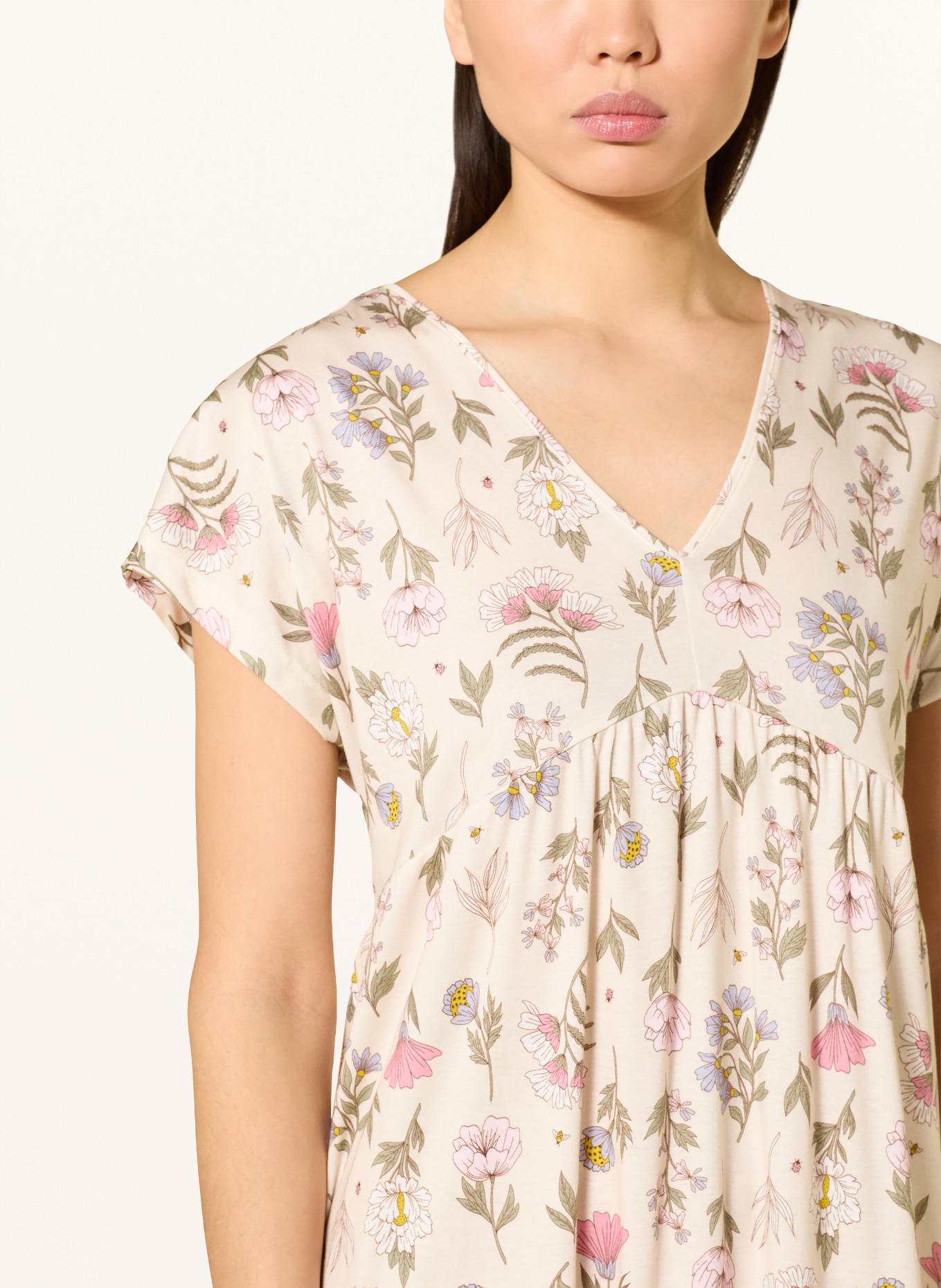 mey Nachthemd Serie BOTANIC GARDEN: BEIGE / ROSA / GRÜN