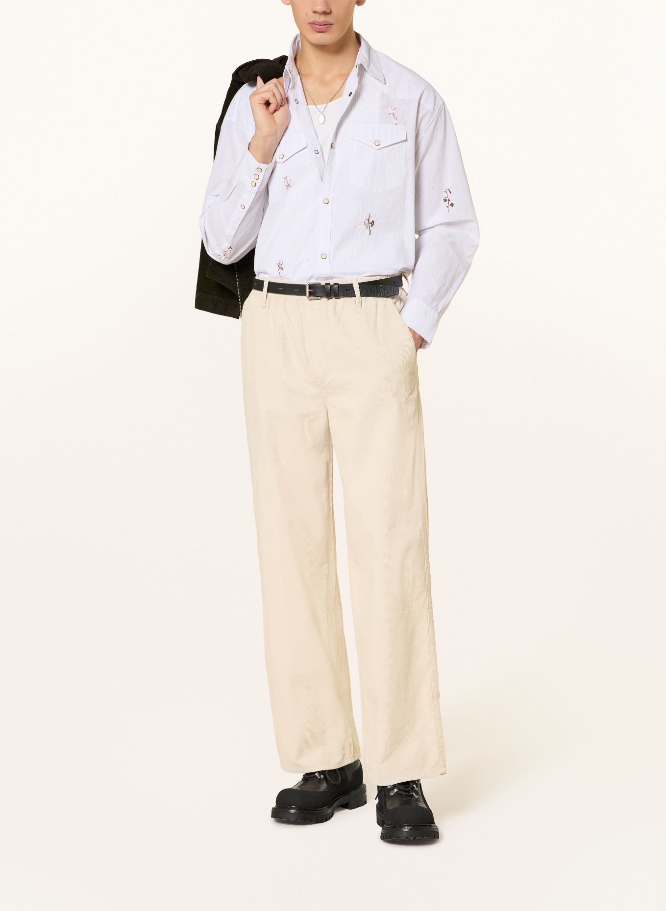 ALLSAINTS Hemd PORTMAN Oversized Fit: HELLGRAU / BRAUN