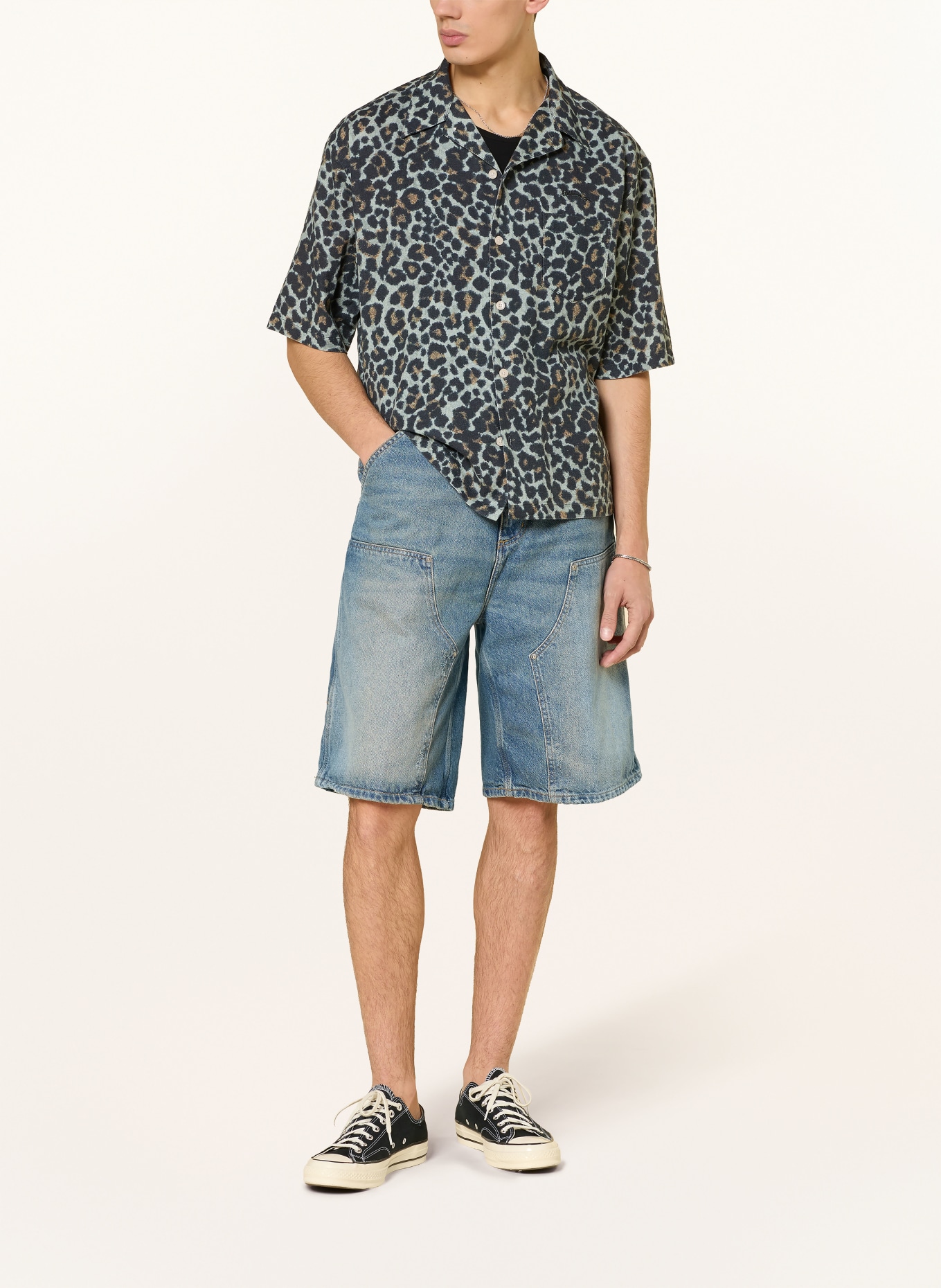 ALLSAINTS Koszula resortowa SILESIA Oversized Fit: CZARNY / KONIAKOWY / JASNOCZARY