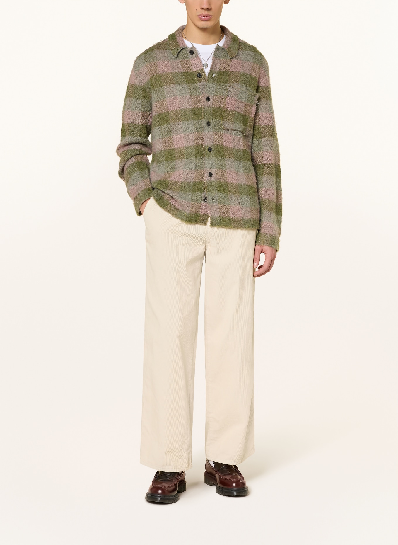 ALLSAINTS Strickhemd ADLER Comfort Fit: GRÜN / ALTROSA