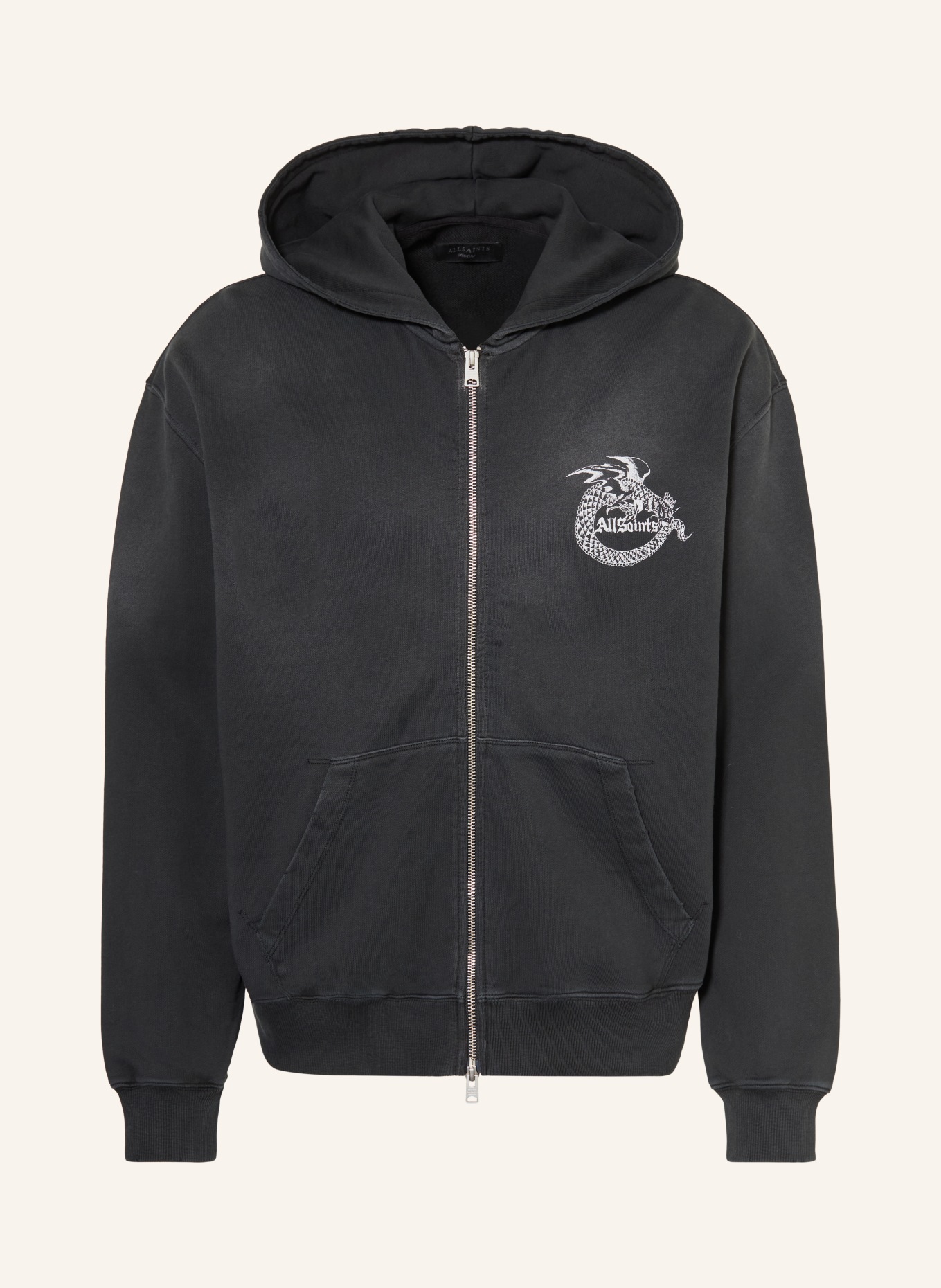 ALLSAINTS Sweatjacke TERRA: DUNKELGRAU / WEISS