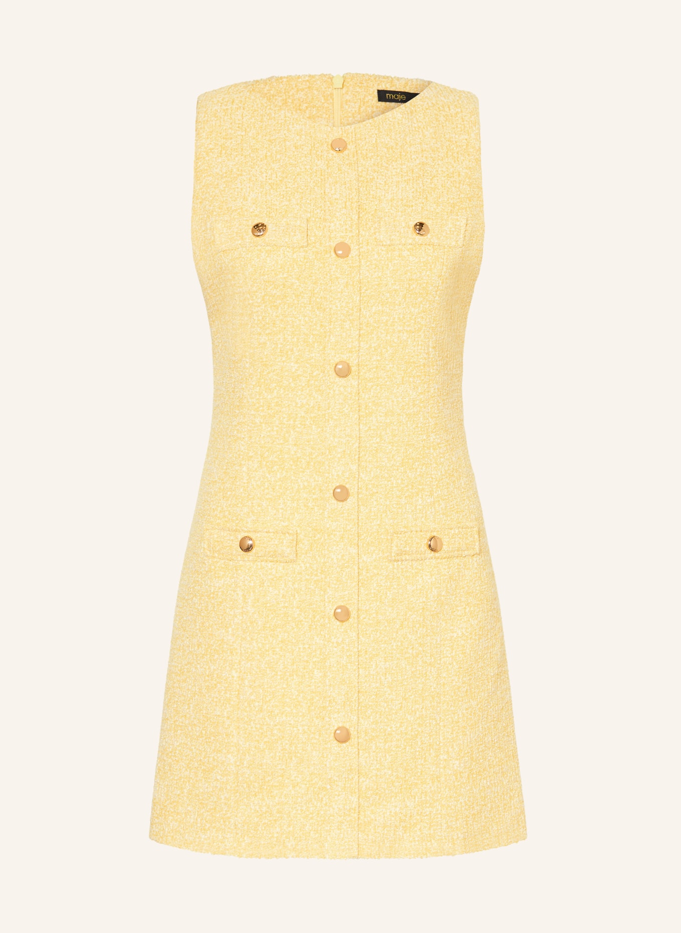 maje Bouclé-Kleid mit Glitzergarn: HELLGELB