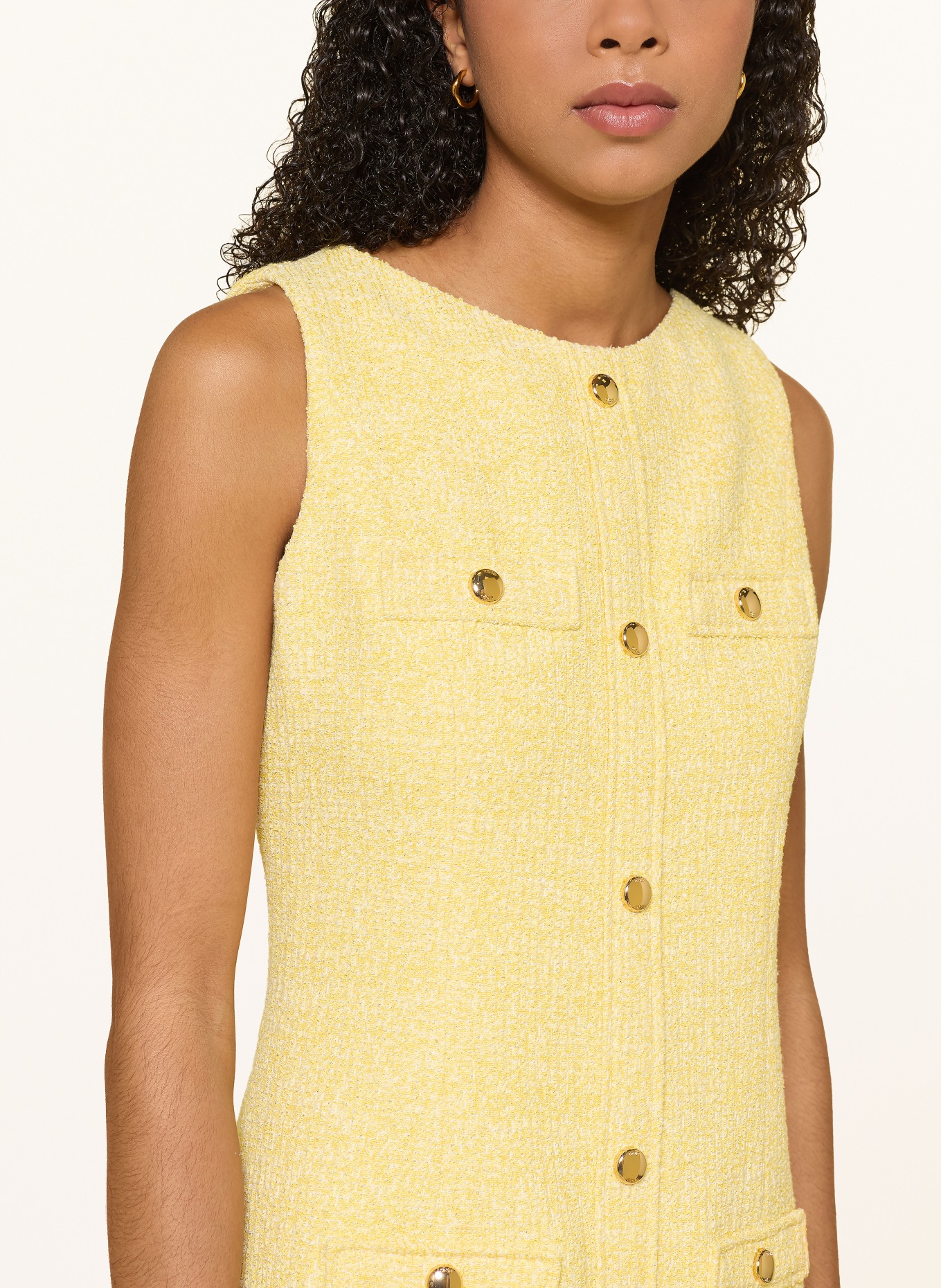 maje Bouclé-Kleid mit Glitzergarn: HELLGELB