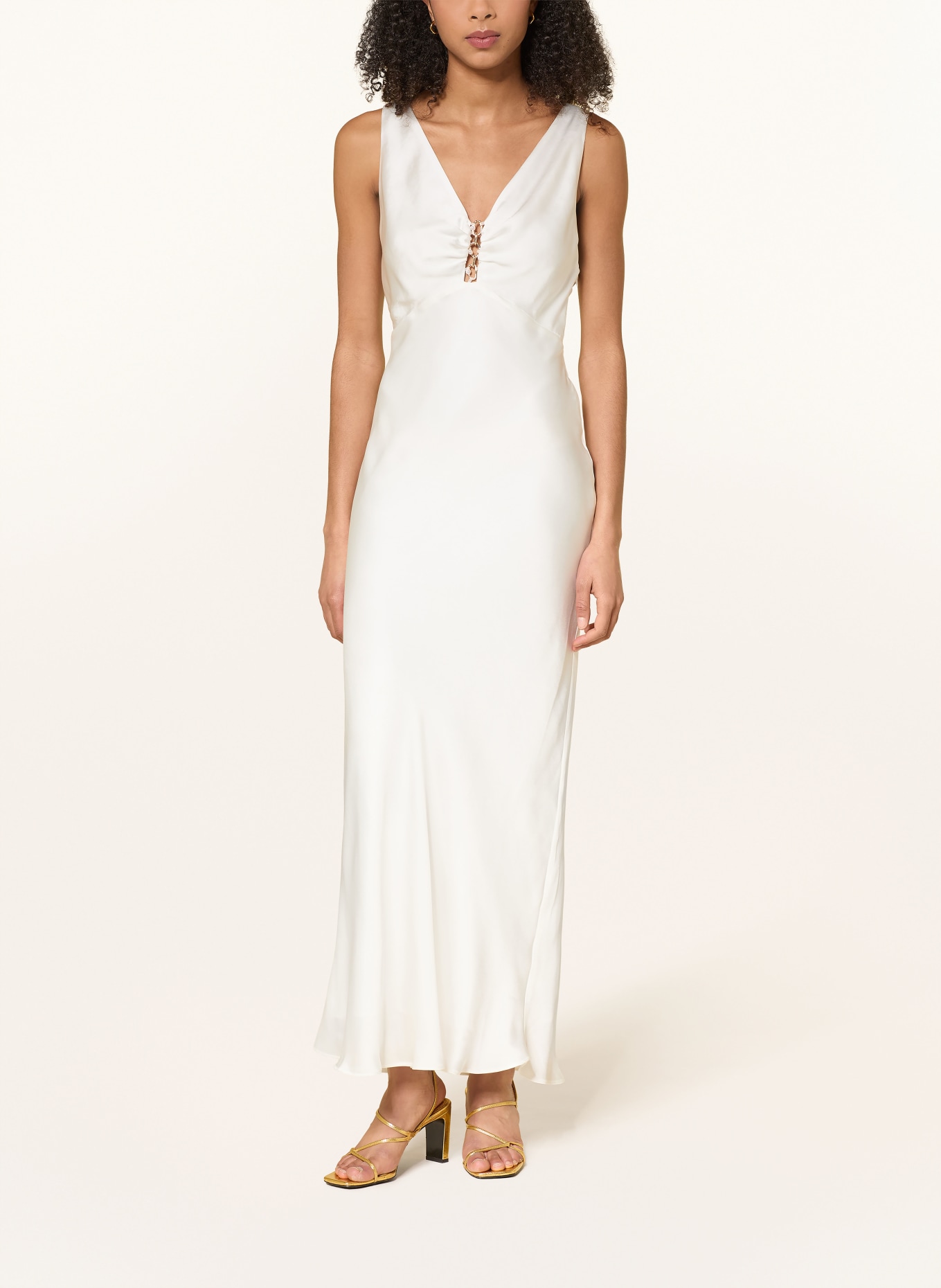 SANDRO Abendkleid mit Schmucksteinen: WEISS