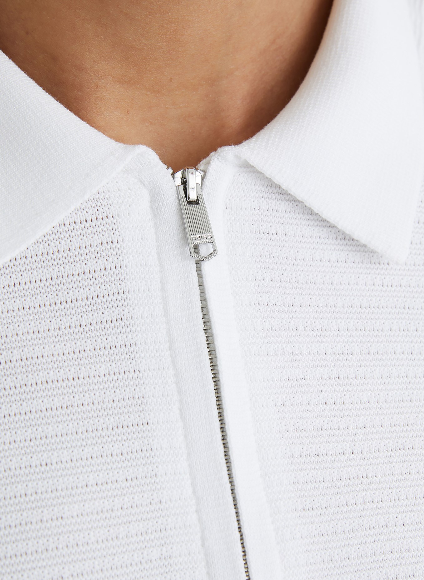REISS Strick-Poloshirt ESTATE: WEISS