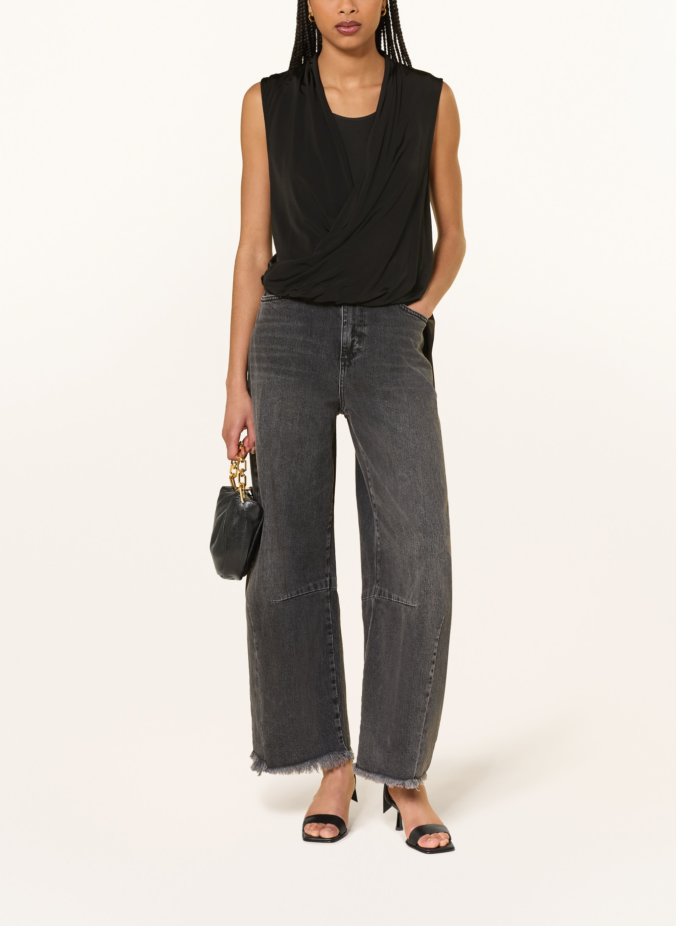 ALLSAINTS Top ADALINE v zavinovacím stylu: ČERNÁ