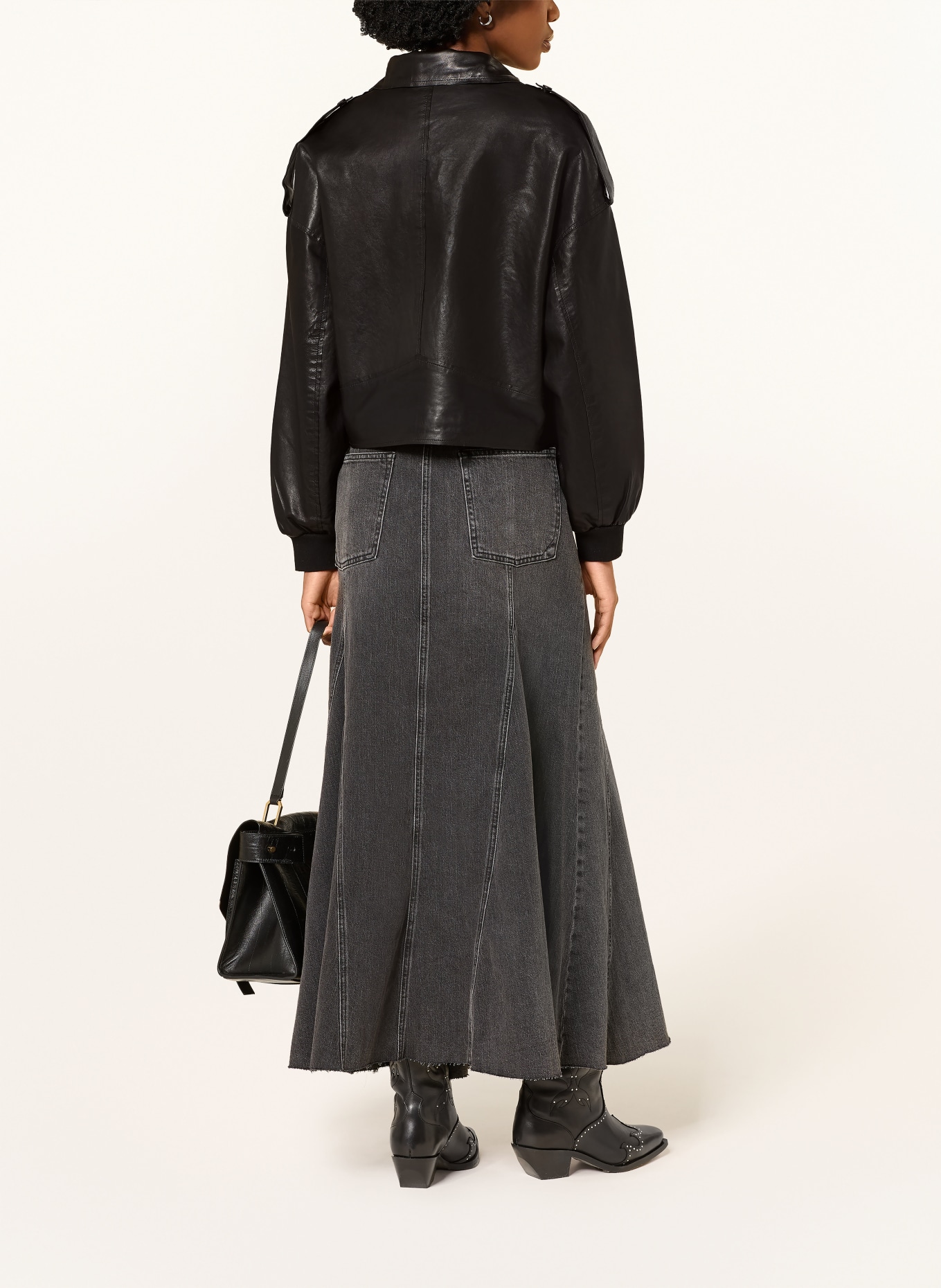 ALLSAINTS Lederjacke LOWDEN: SCHWARZ