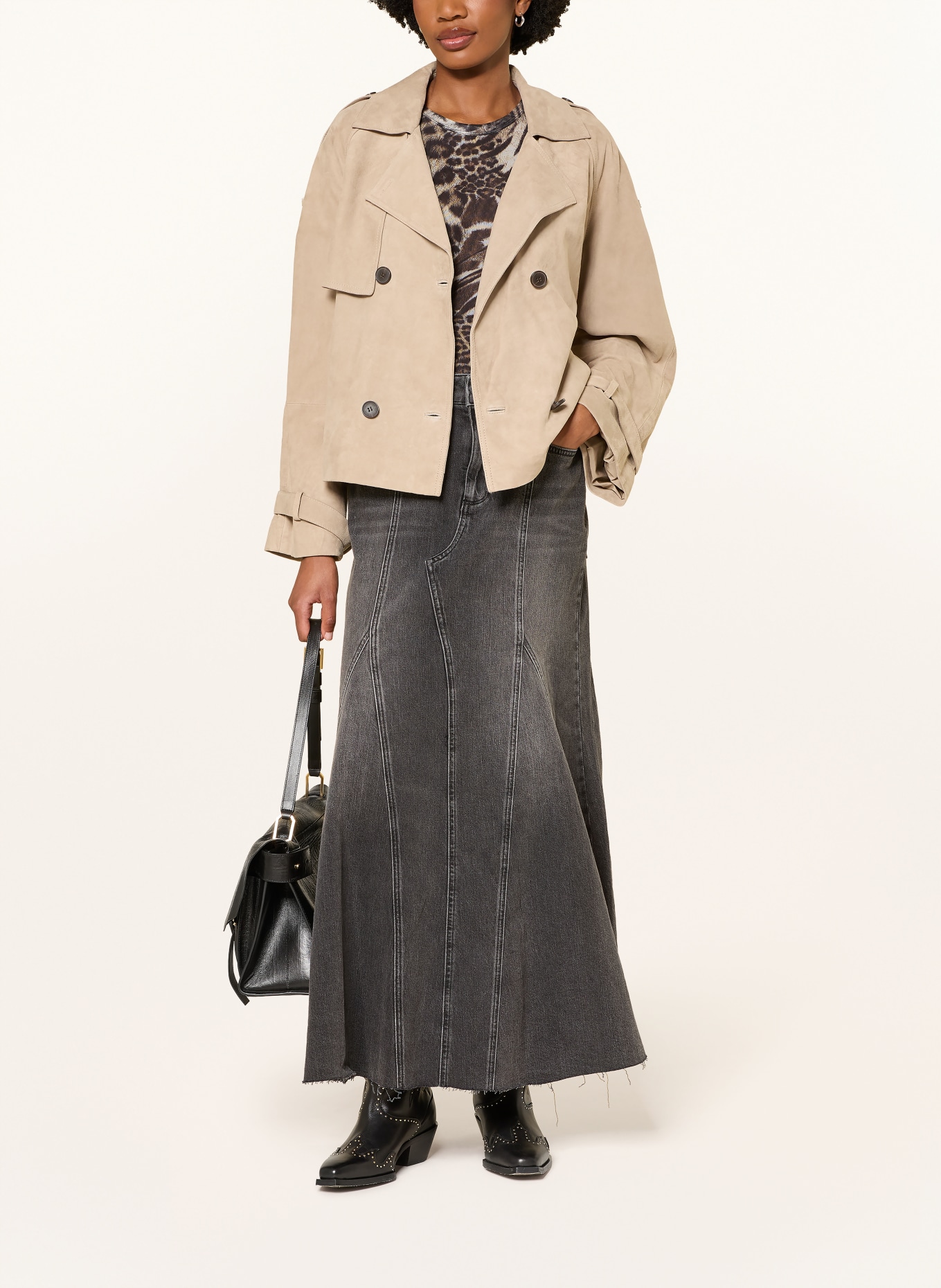 ALLSAINTS Kožená bunda REED: BÉŽOVÁ