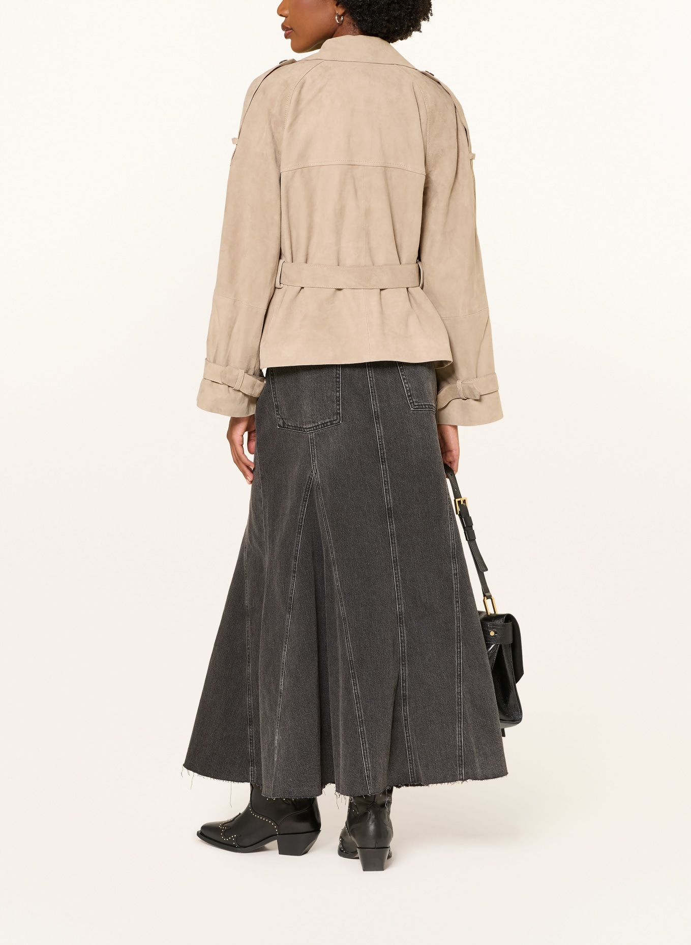 ALLSAINTS Kožená bunda REED: BÉŽOVÁ